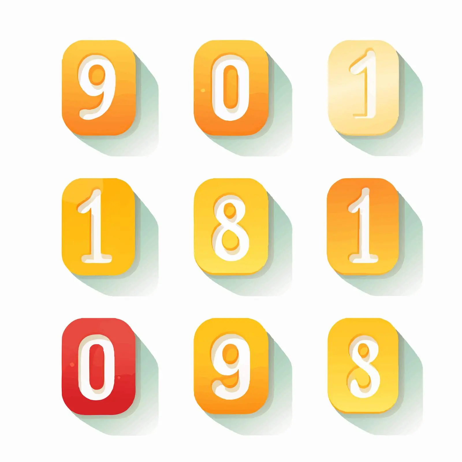 Flat Design Number Icon Set from 0 to 9 – free simple icons image from Dotvec