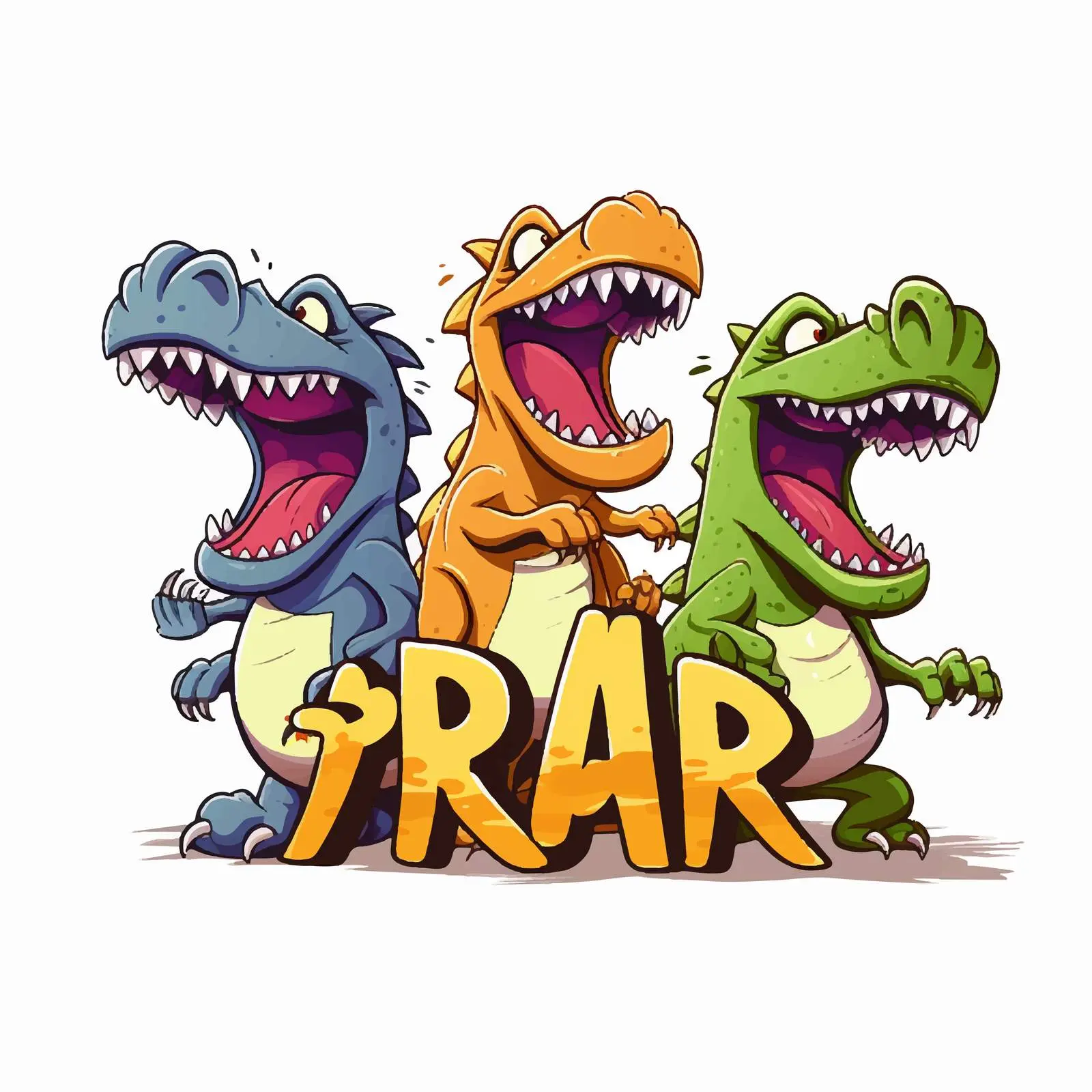 Dinosaur Group Cartoon Typography Design — free download from Dotvec