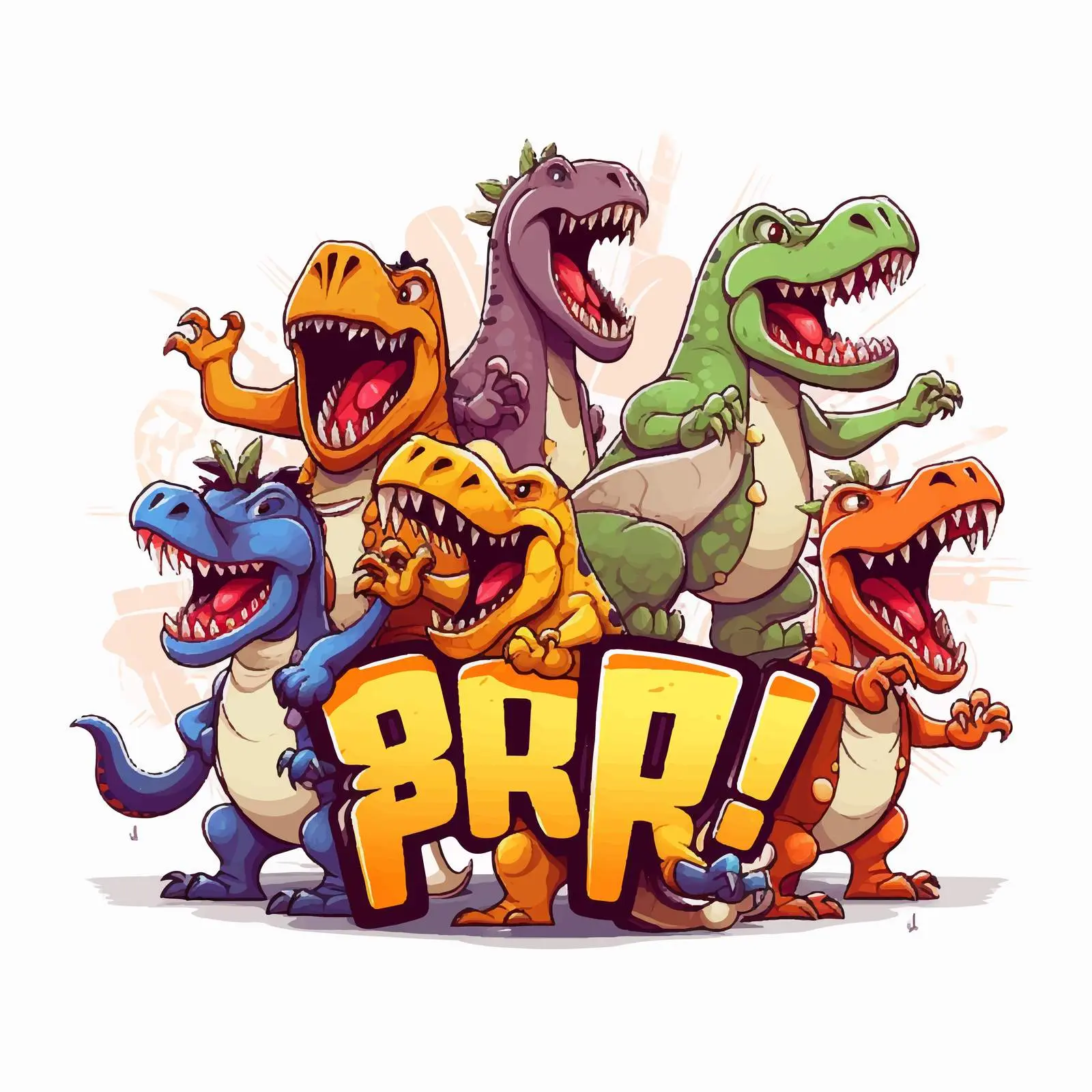 Dinosaur Group Cartoon Typography Design — free download from Dotvec