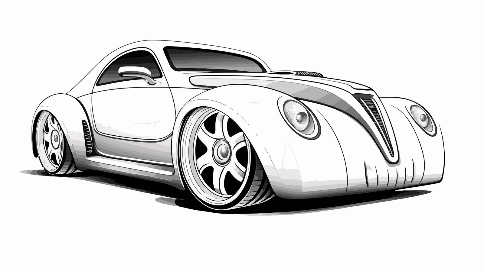 Cartoon Car Line Drawing — free download from Dotvec