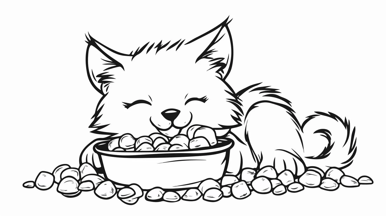 Charming Cat Food Cartoon Sketch — free download from Dotvec
