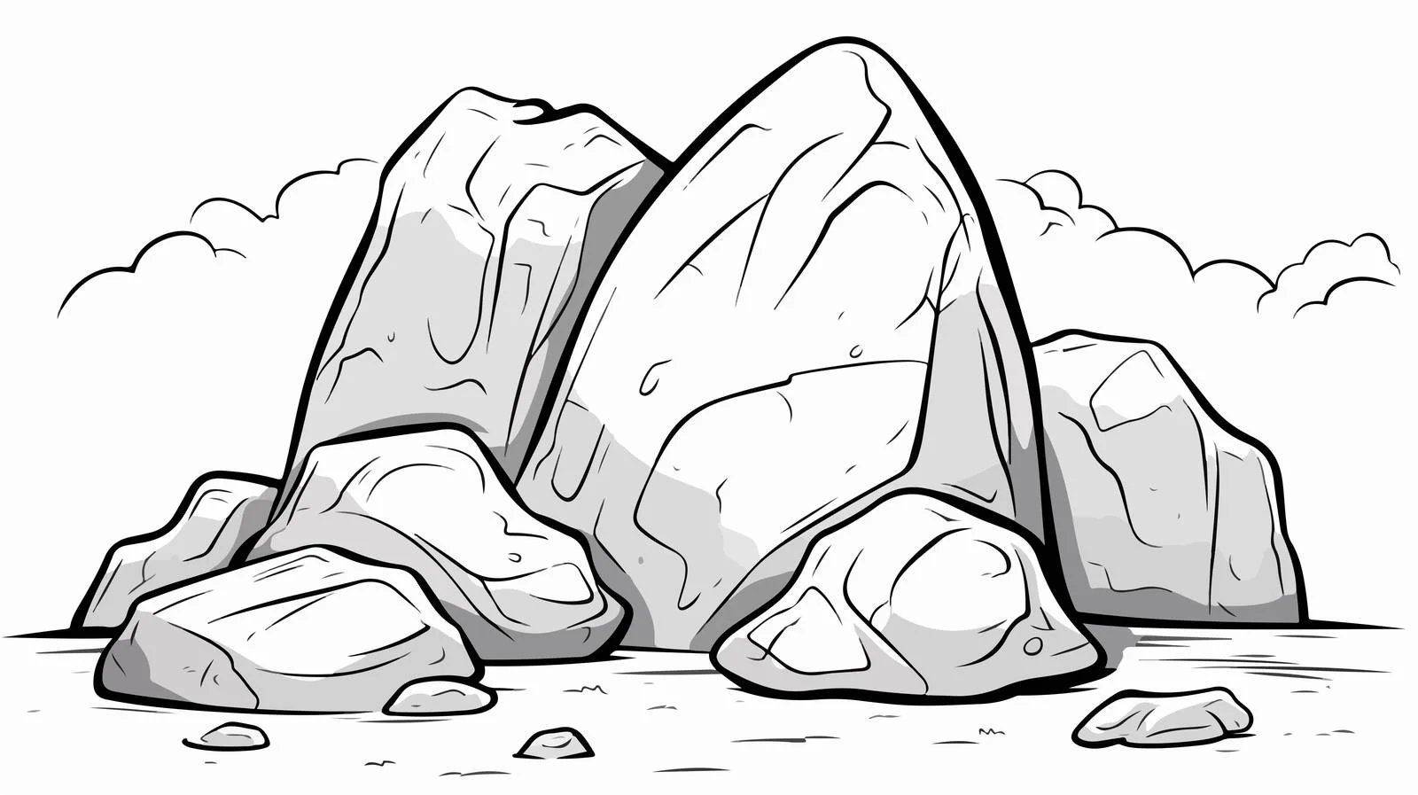 Cartoon Rock Line Drawing Illustration — free download from Dotvec