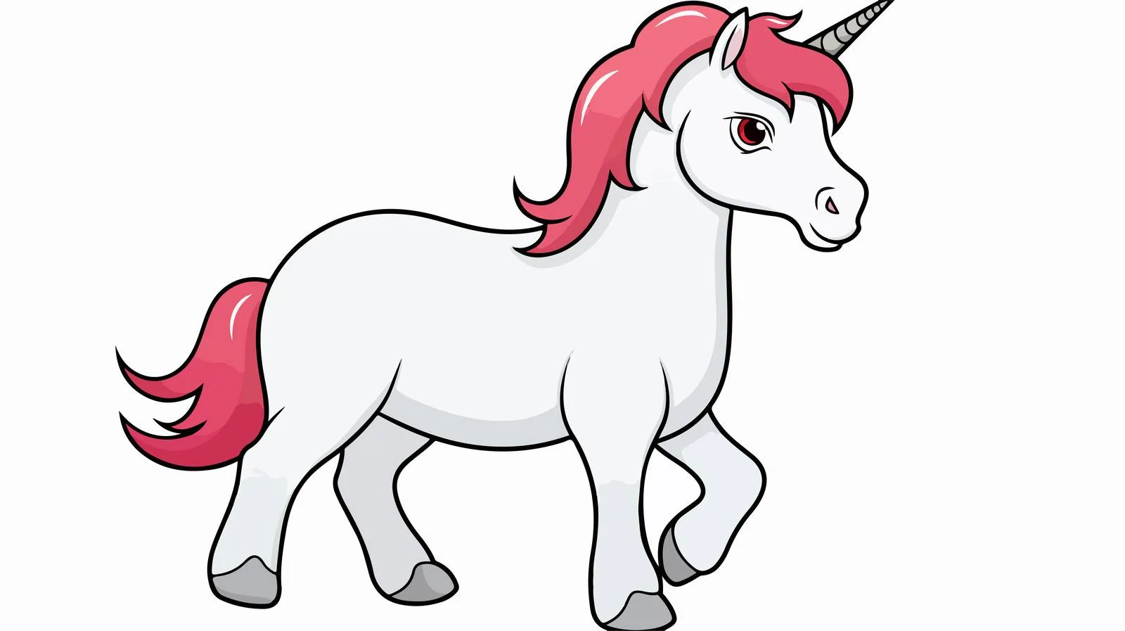 Cartoon Unicorn Line Drawing