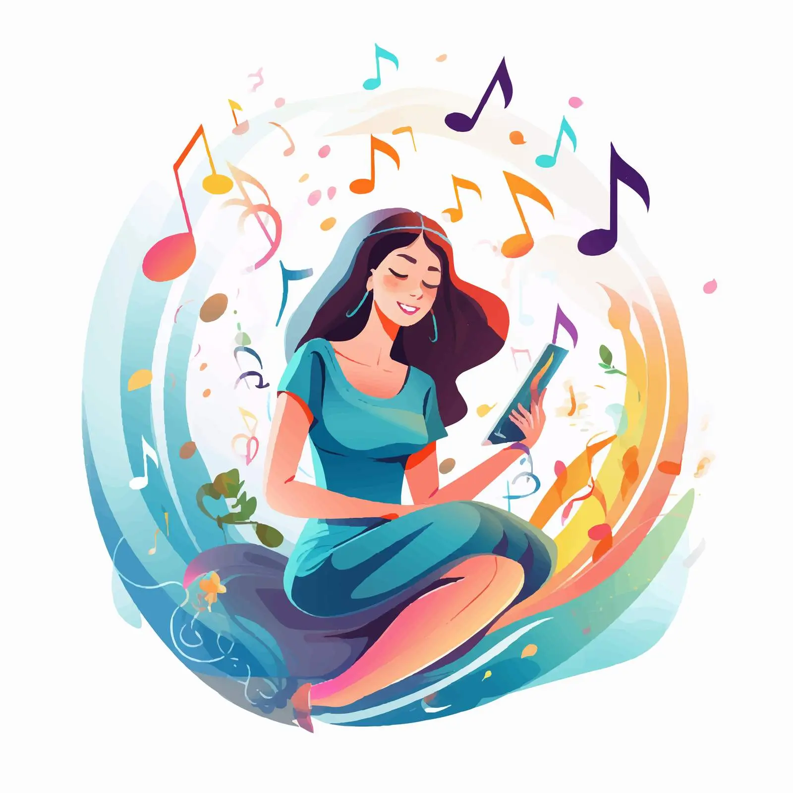 Cartoon Singer and Musician with Melody Symbol — free download from Dotvec
