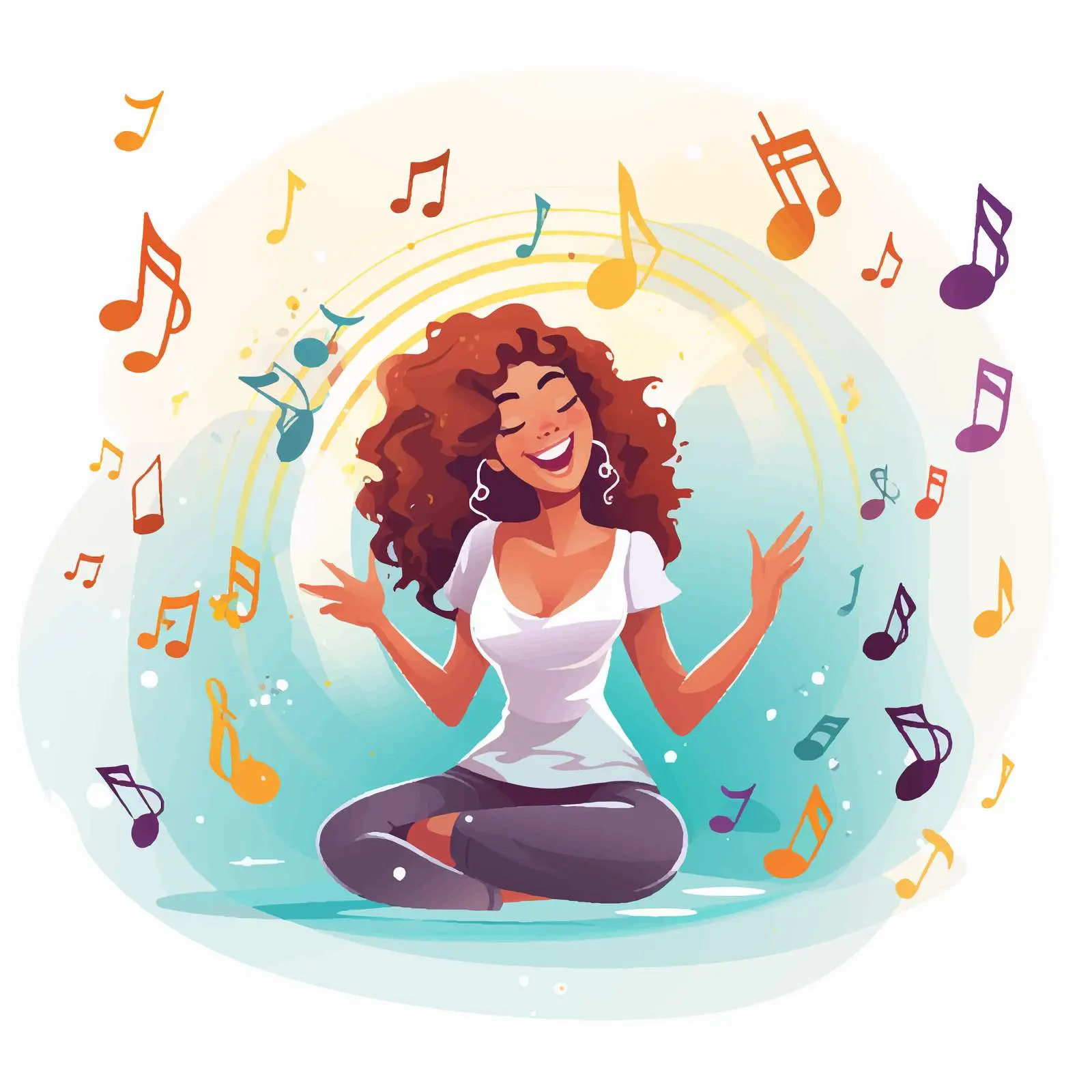 Cartoon Singer and Musician with Melody Symbol — free download from Dotvec
