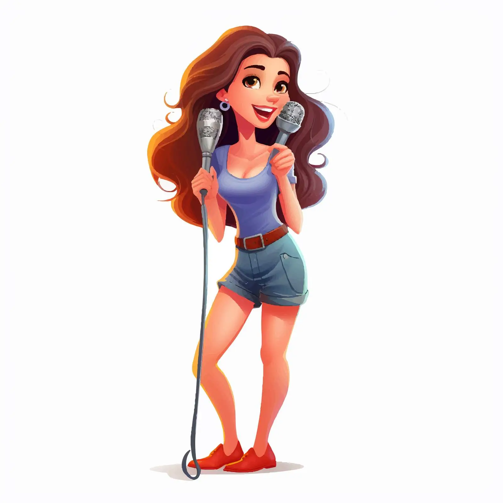 Isolated Cartoon Girl Singer Illustration — free download from Dotvec
