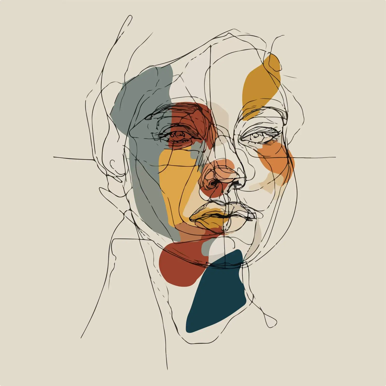Abstract Portrait Line Art Illustration — free download from Dotvec