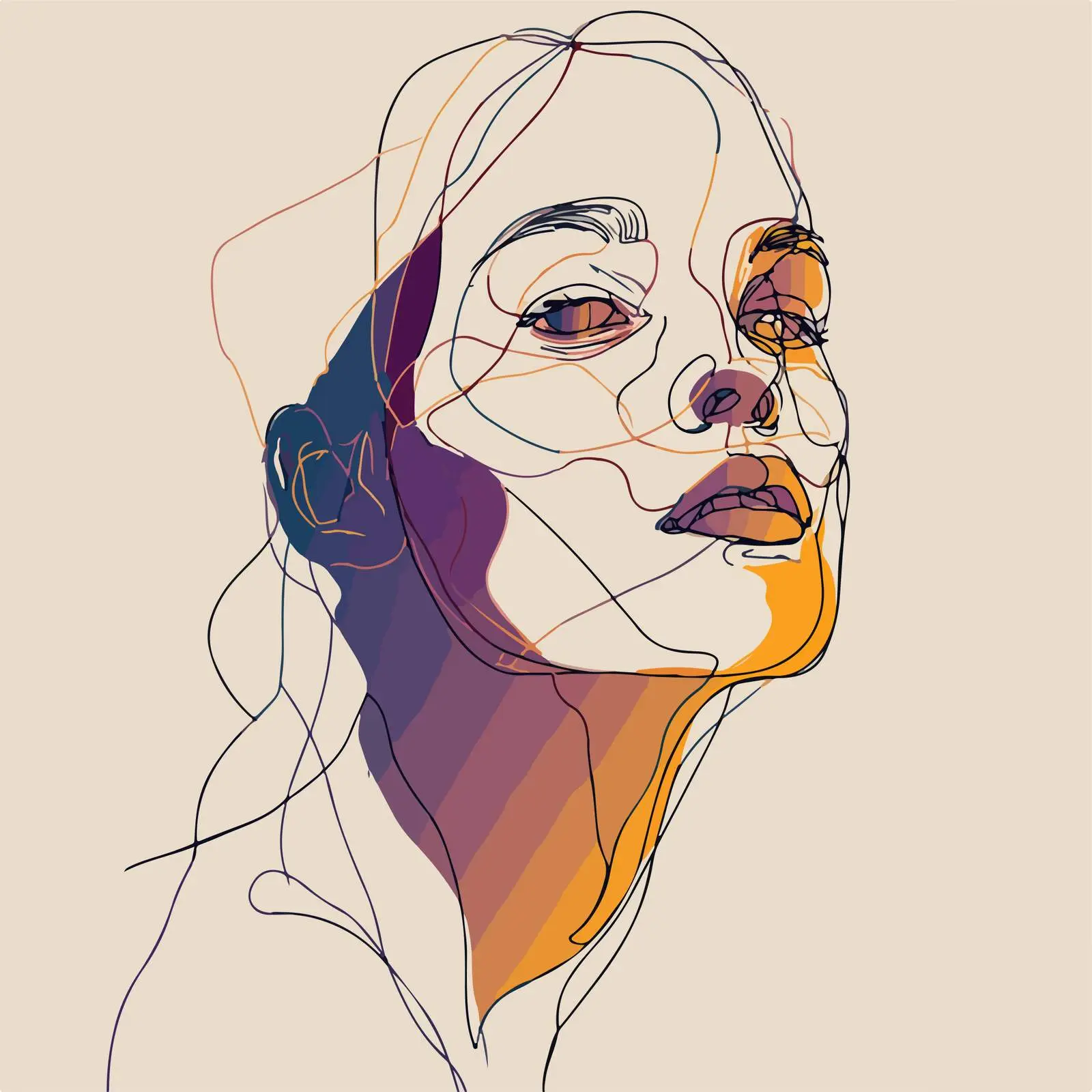 Abstract Portrait Line Art — free download from Dotvec