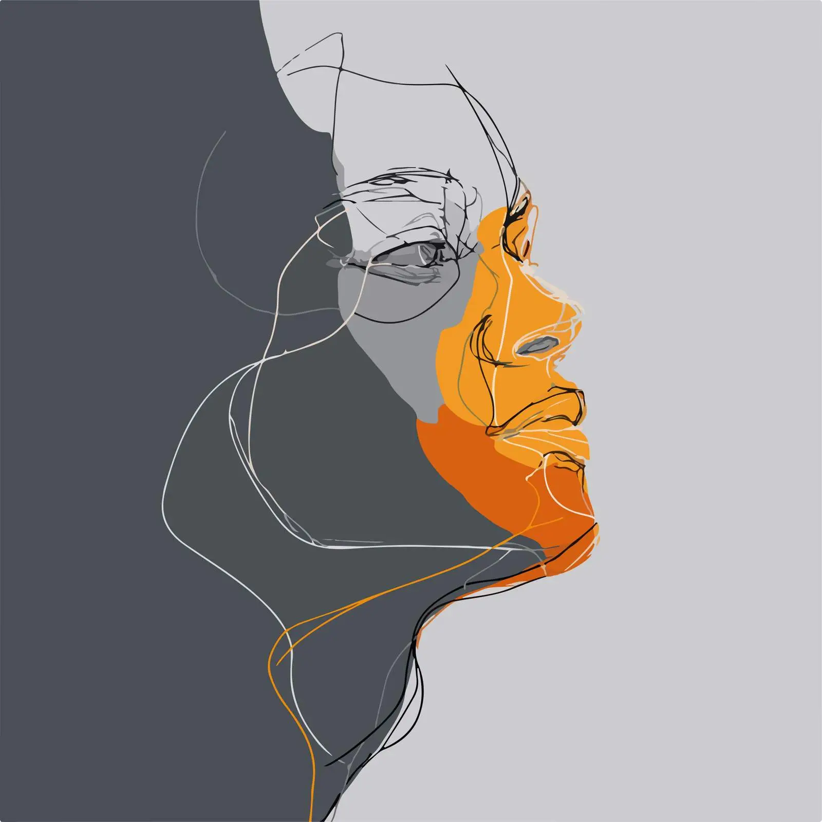 Abstract Portrait with Flowing Lines — free download from Dotvec