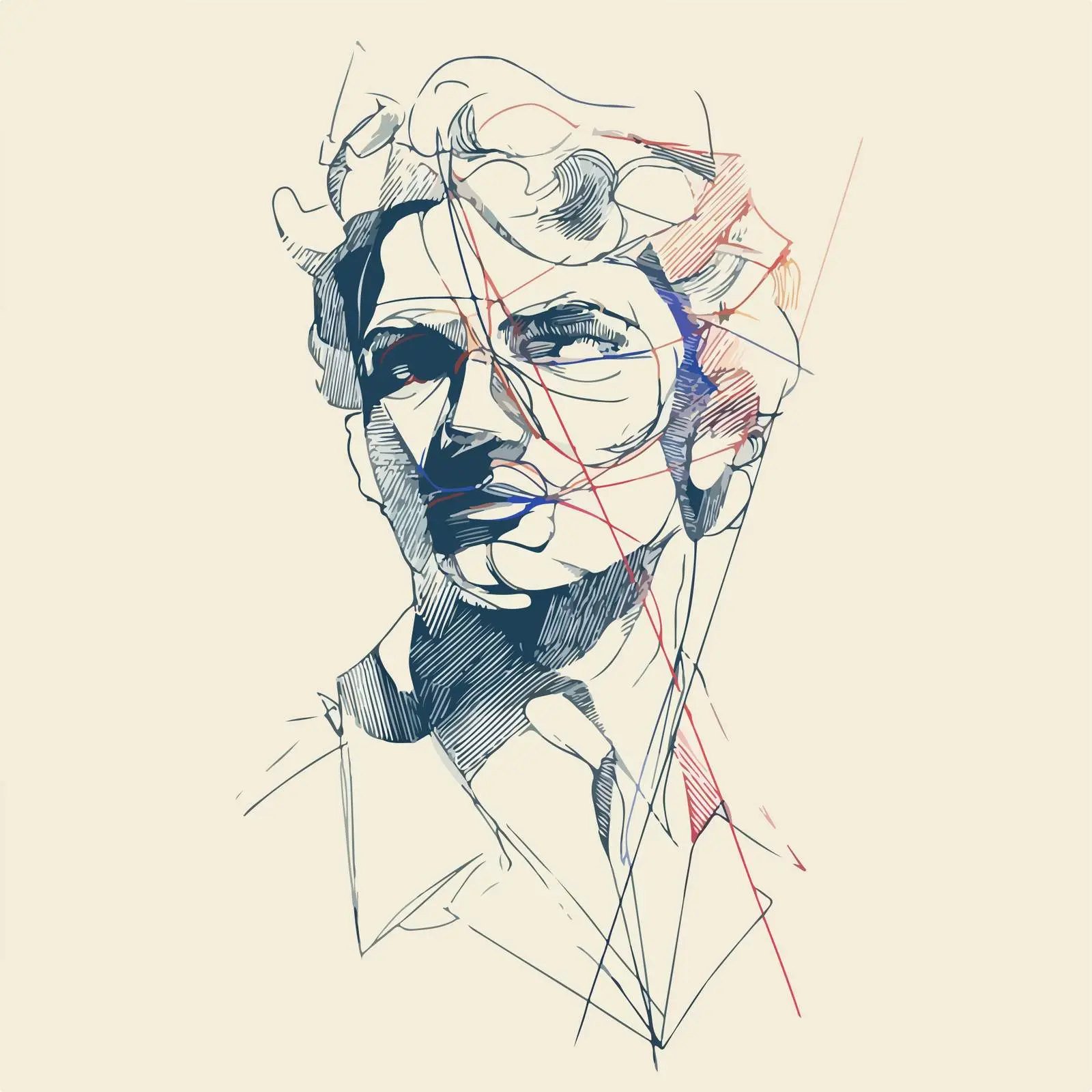 Abstract Portrait Illustration with Single Line Stroke — free download from Dotvec