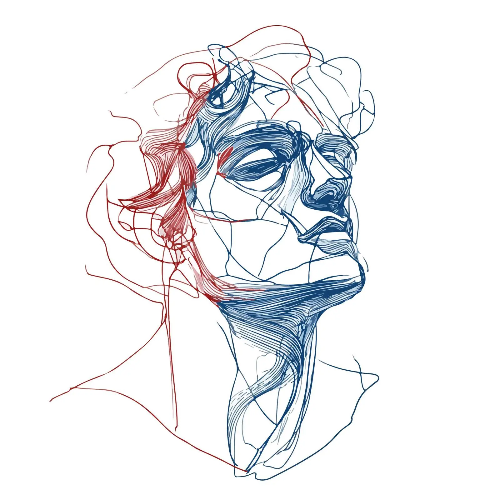 Abstract Portrait Line Art Illustration — free download from Dotvec