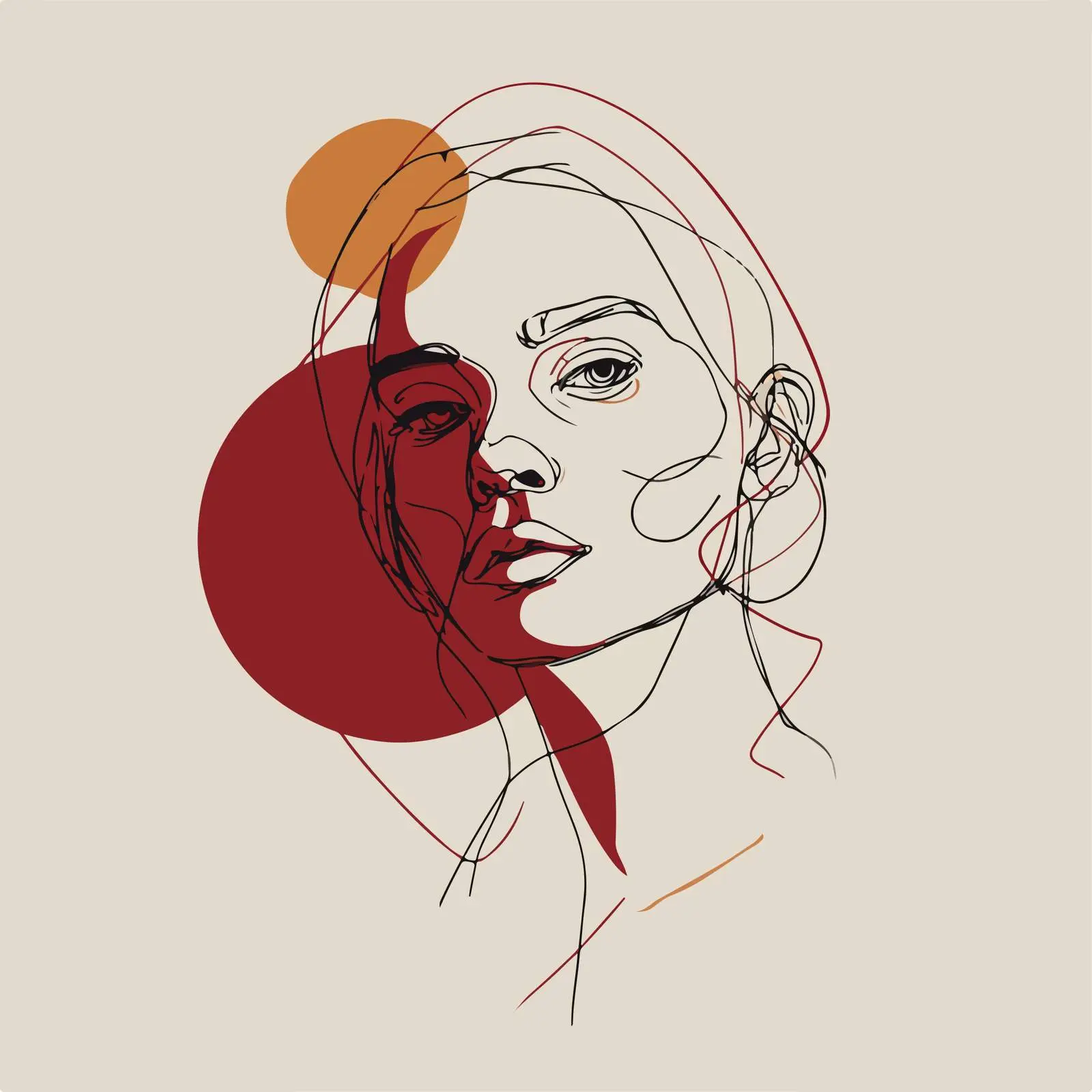 Abstract Portrait Line Illustration — free download from Dotvec
