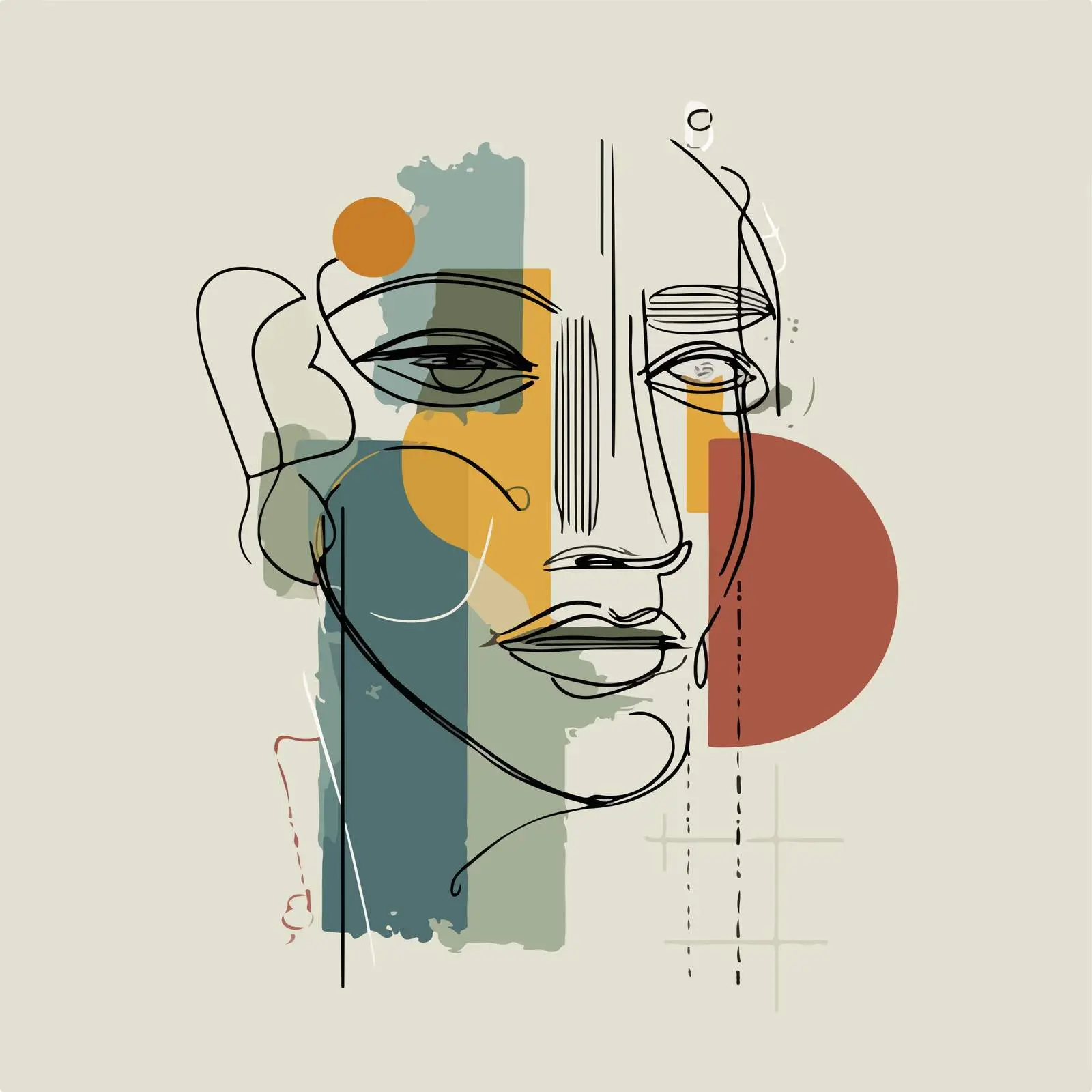Abstract Portrait Line Art — free download from Dotvec
