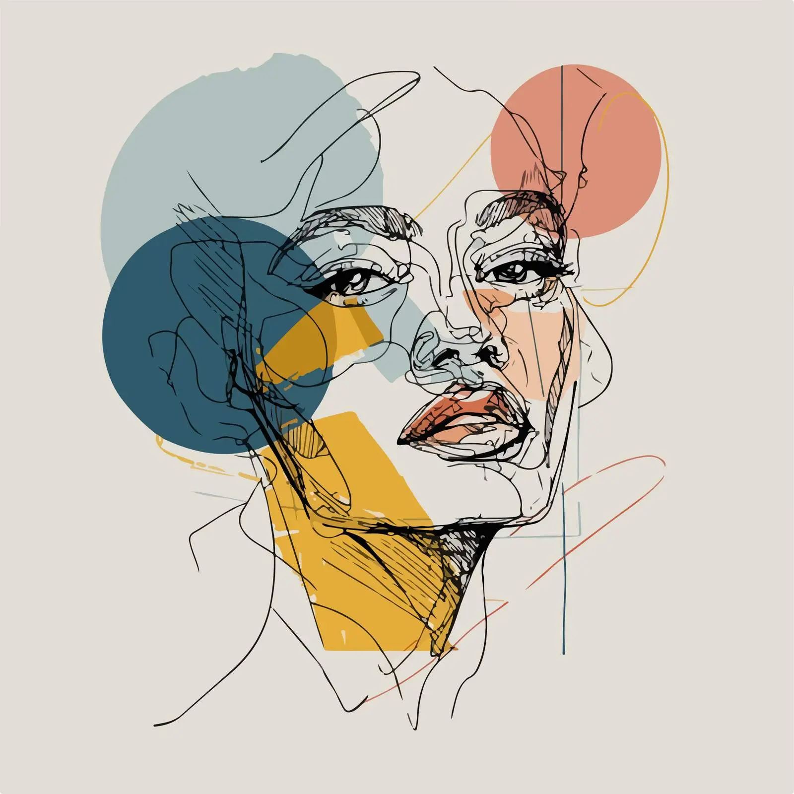 Abstract Portrait Line Illustration — free download from Dotvec
