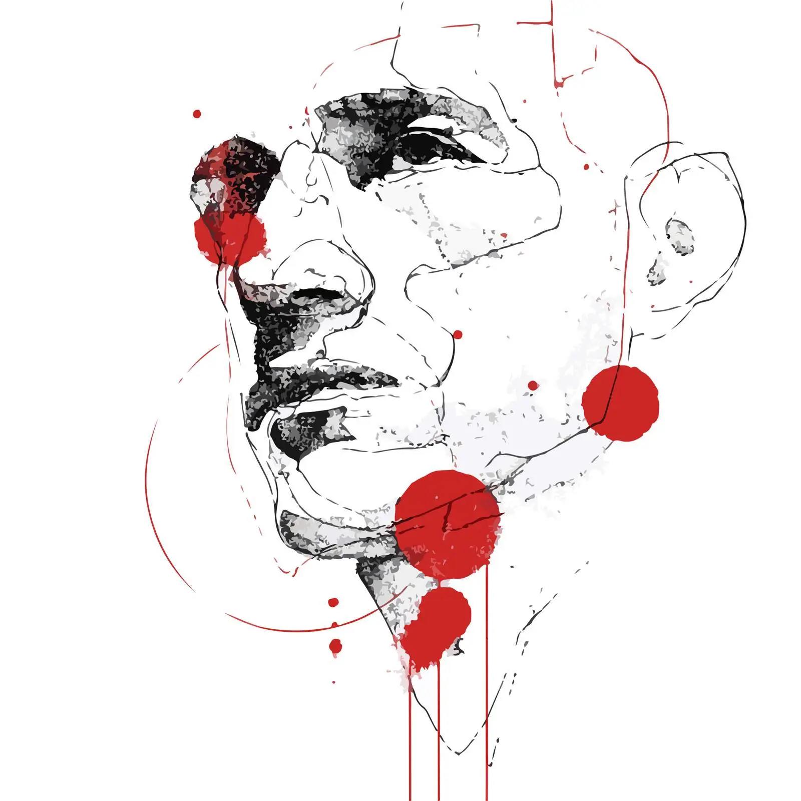 Abstract Portrait Red Line Art — free download from Dotvec