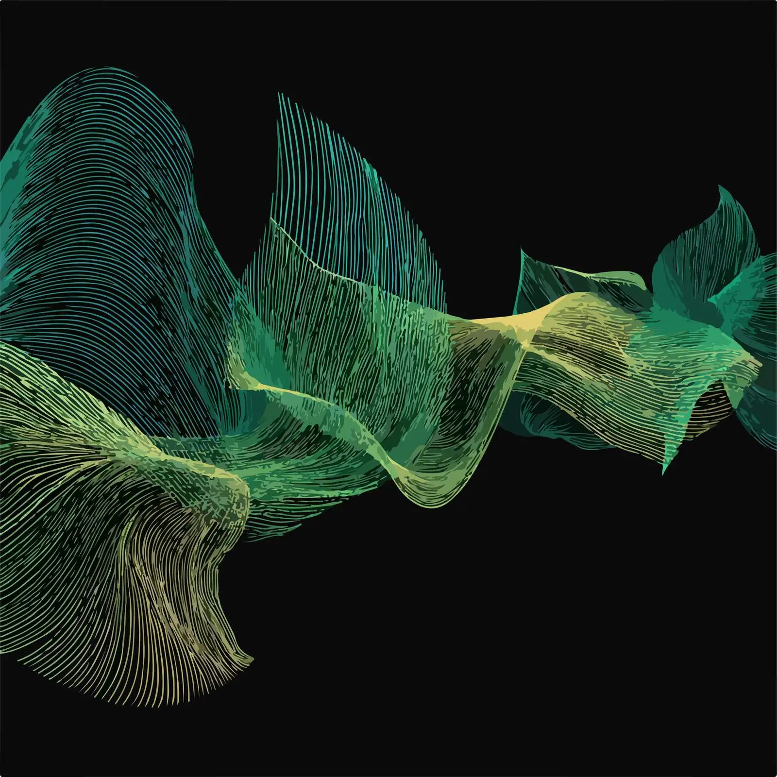 Abstract Green Wave Stroke Art — free download from Dotvec