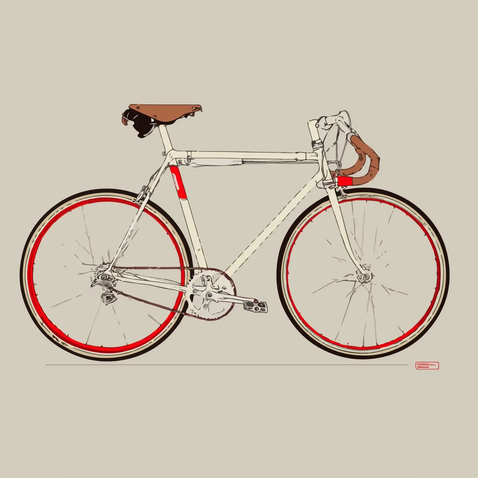 Minimalist Bicycle Red Accent Illustration — free download from Dotvec