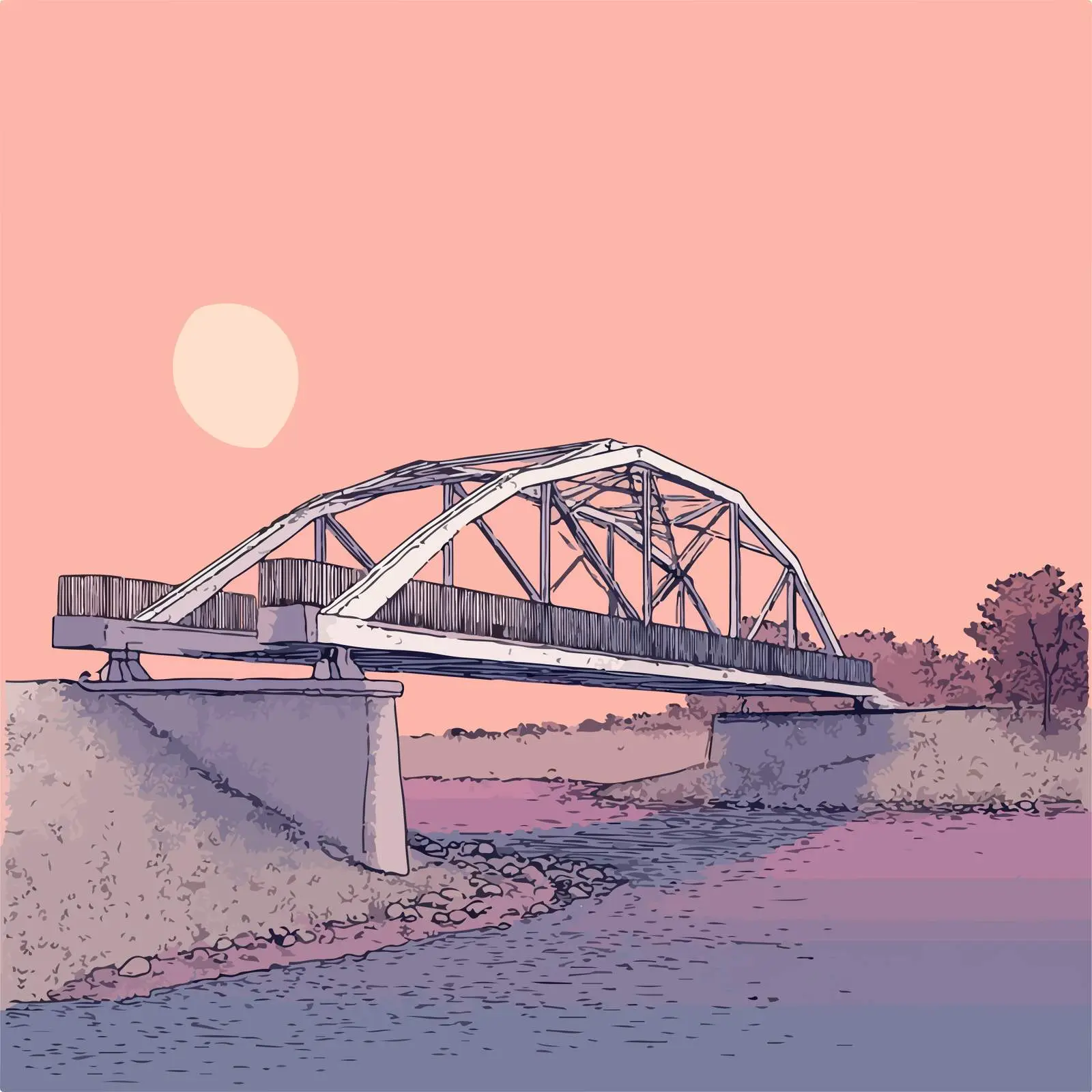Minimalist Bridge Gradient Art — free download from Dotvec