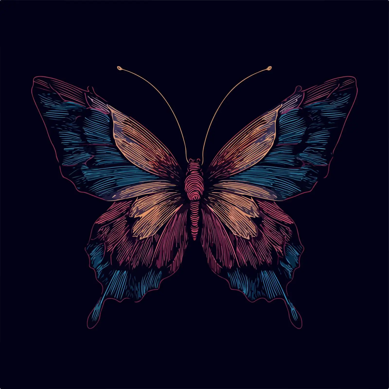 Simplified Butterfly Line Art — free download from Dotvec