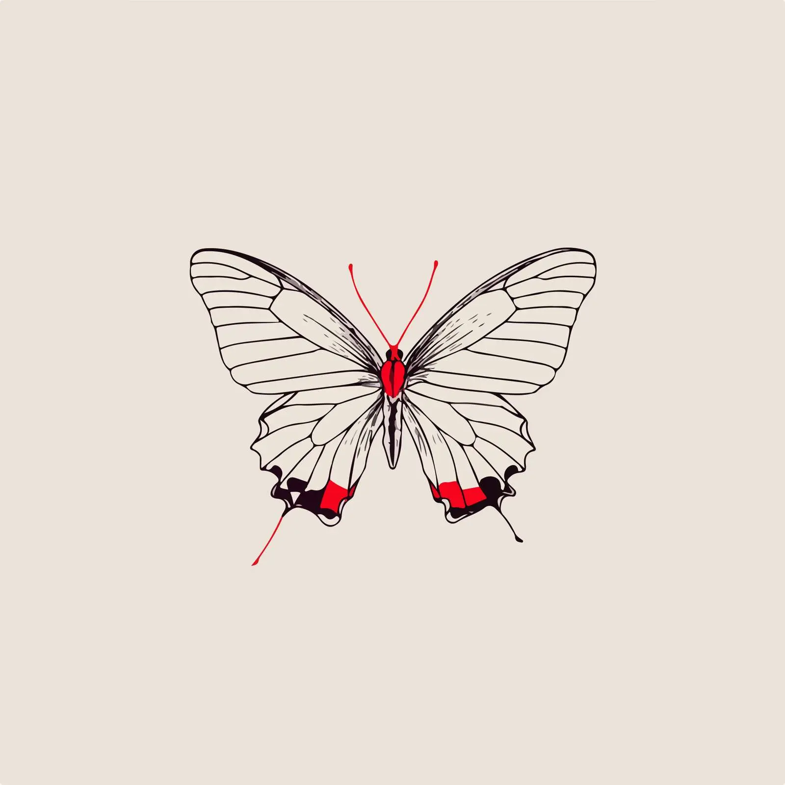Minimalist Butterfly Red Line Art — free download from Dotvec