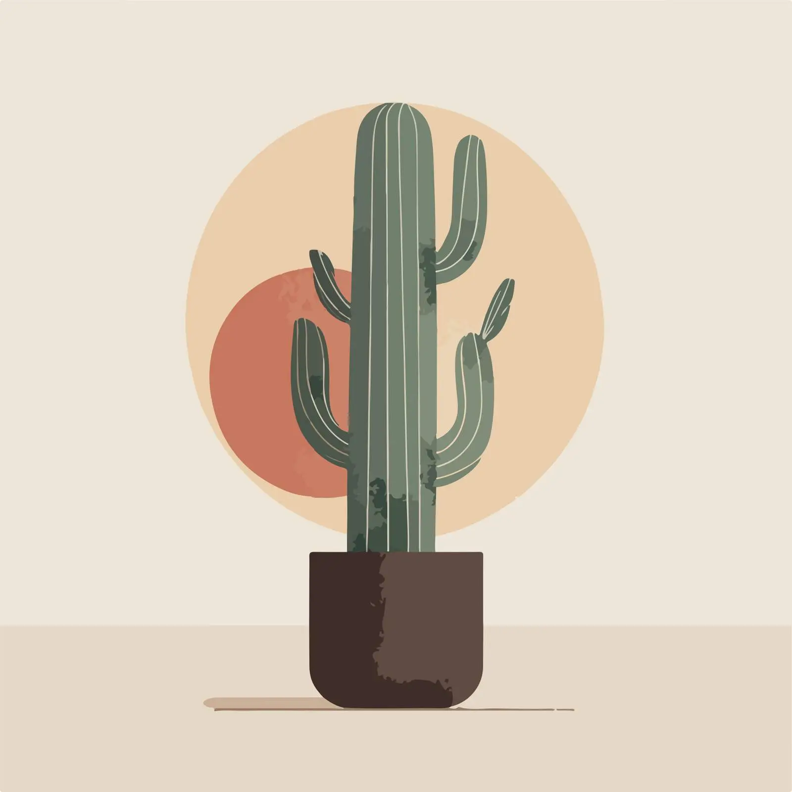 Minimalistic Cactus Line Art Illustration — free download from Dotvec