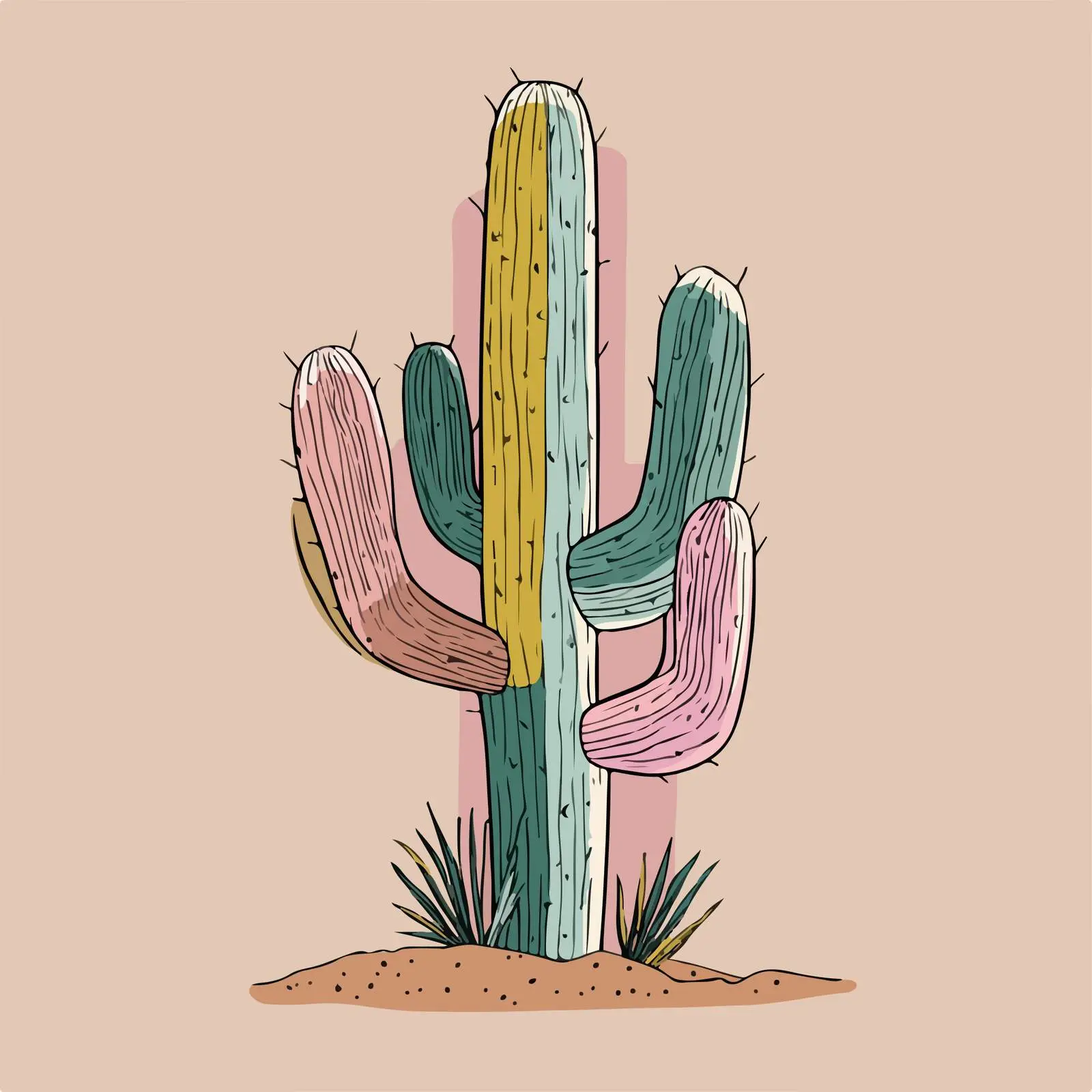 Minimalist Cactus Line Art Illustration — free download from Dotvec
