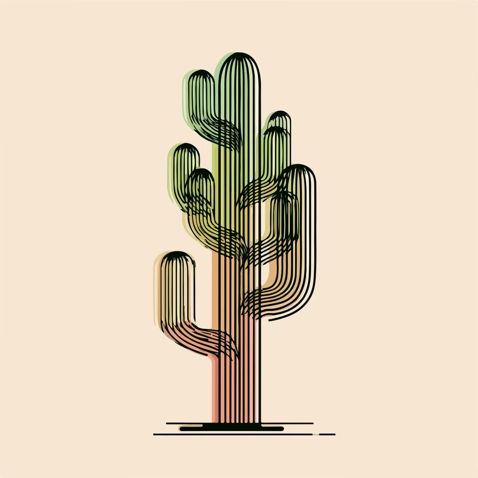 Cactus Gradient Stroke Illustration — free download from Dotvec