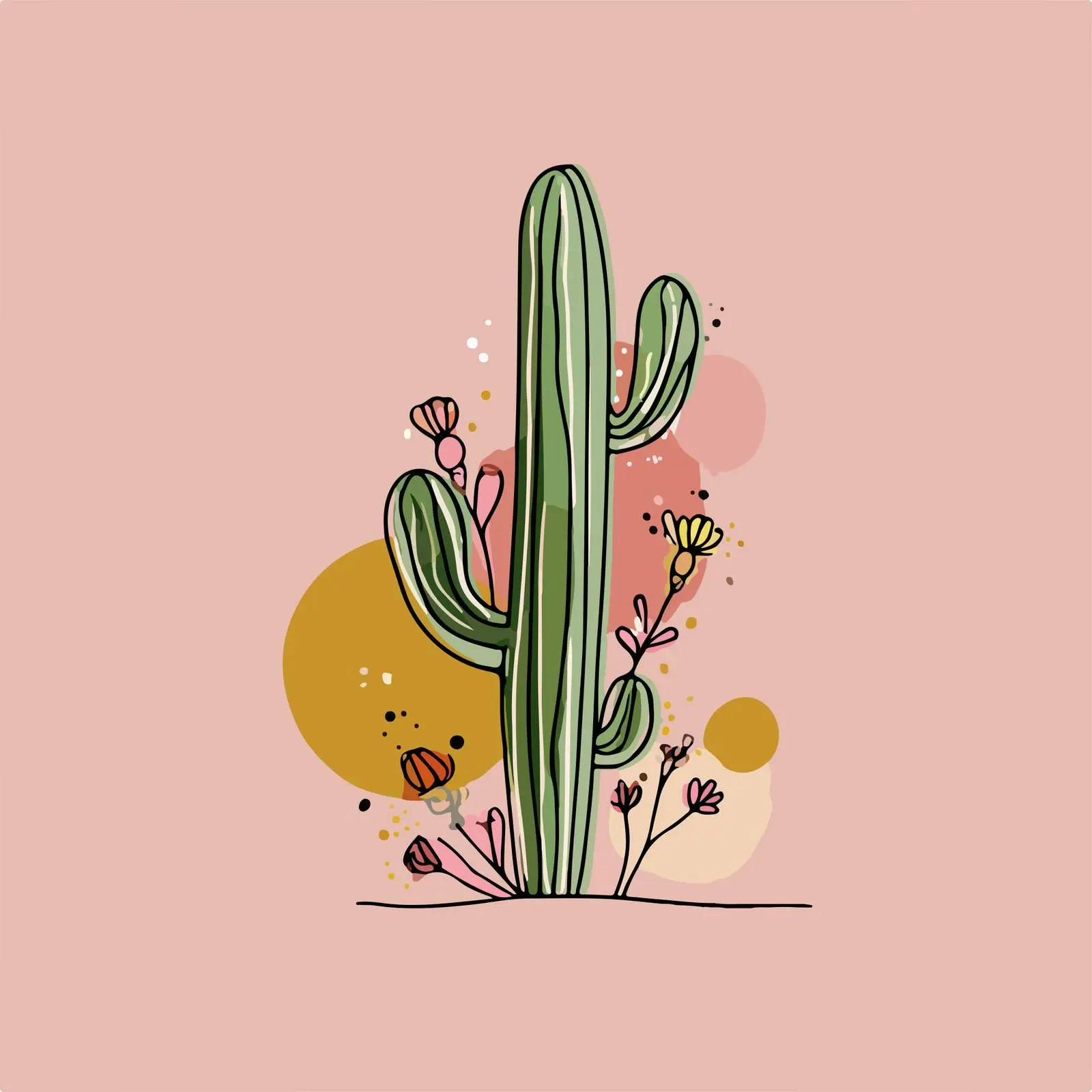 Minimalist Cactus Artwork — free download from Dotvec