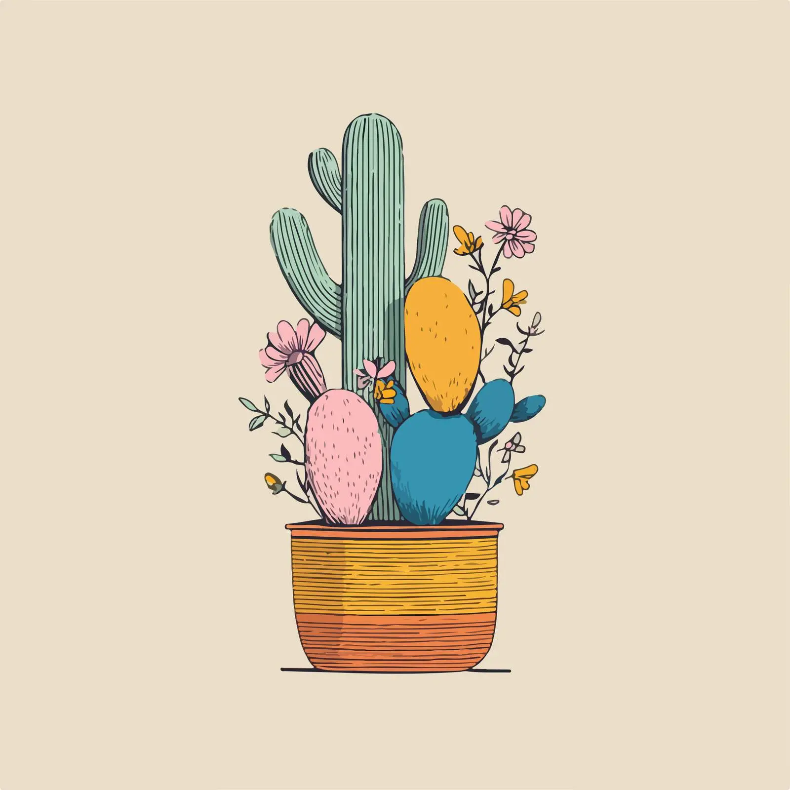 Minimalistic Cactus Illustration — free download from Dotvec