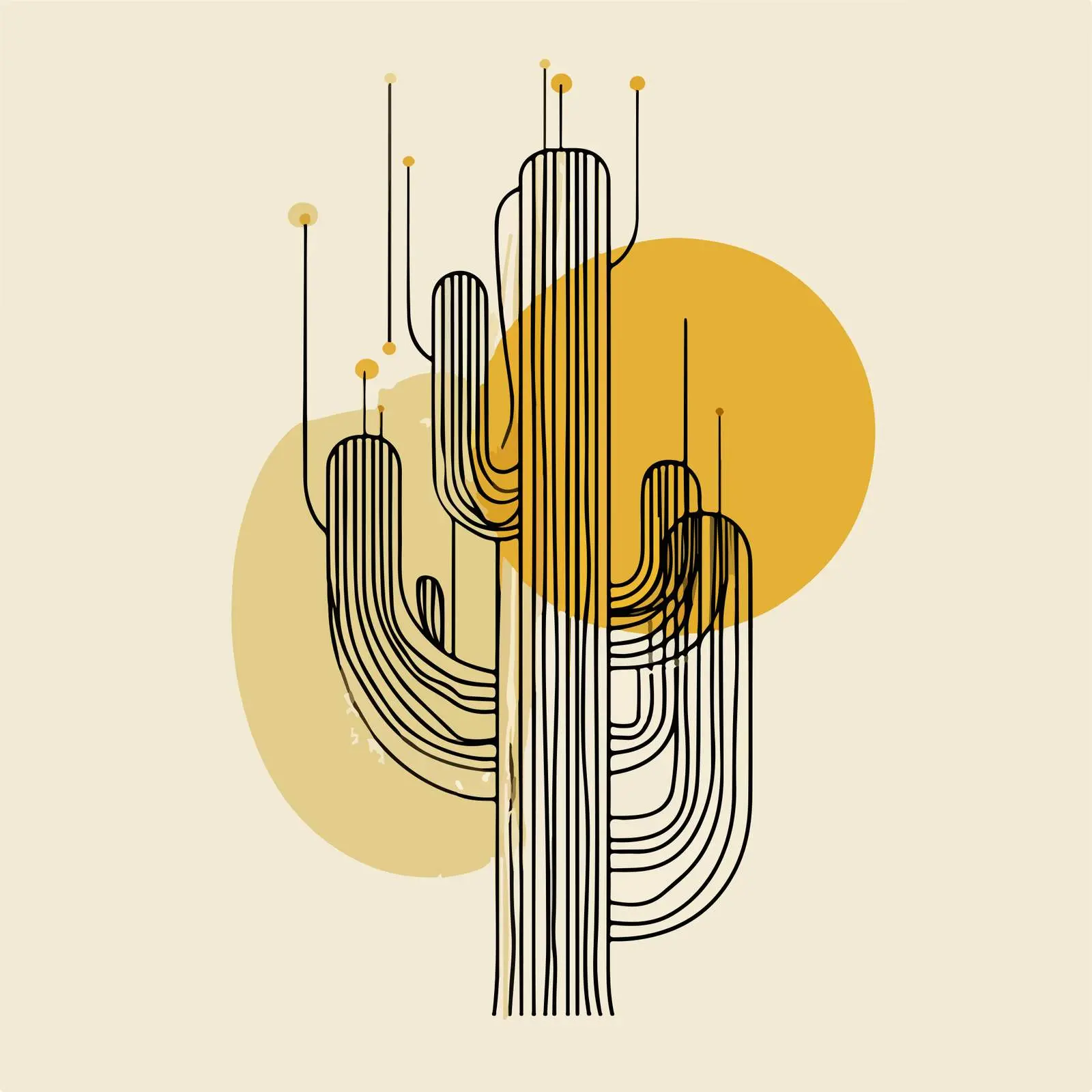 Minimalist Cactus Line Art Illustration — free download from Dotvec