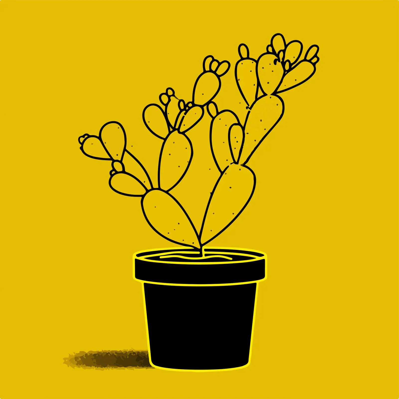 Minimalist Cactus with Yellow Highlight — free download from Dotvec