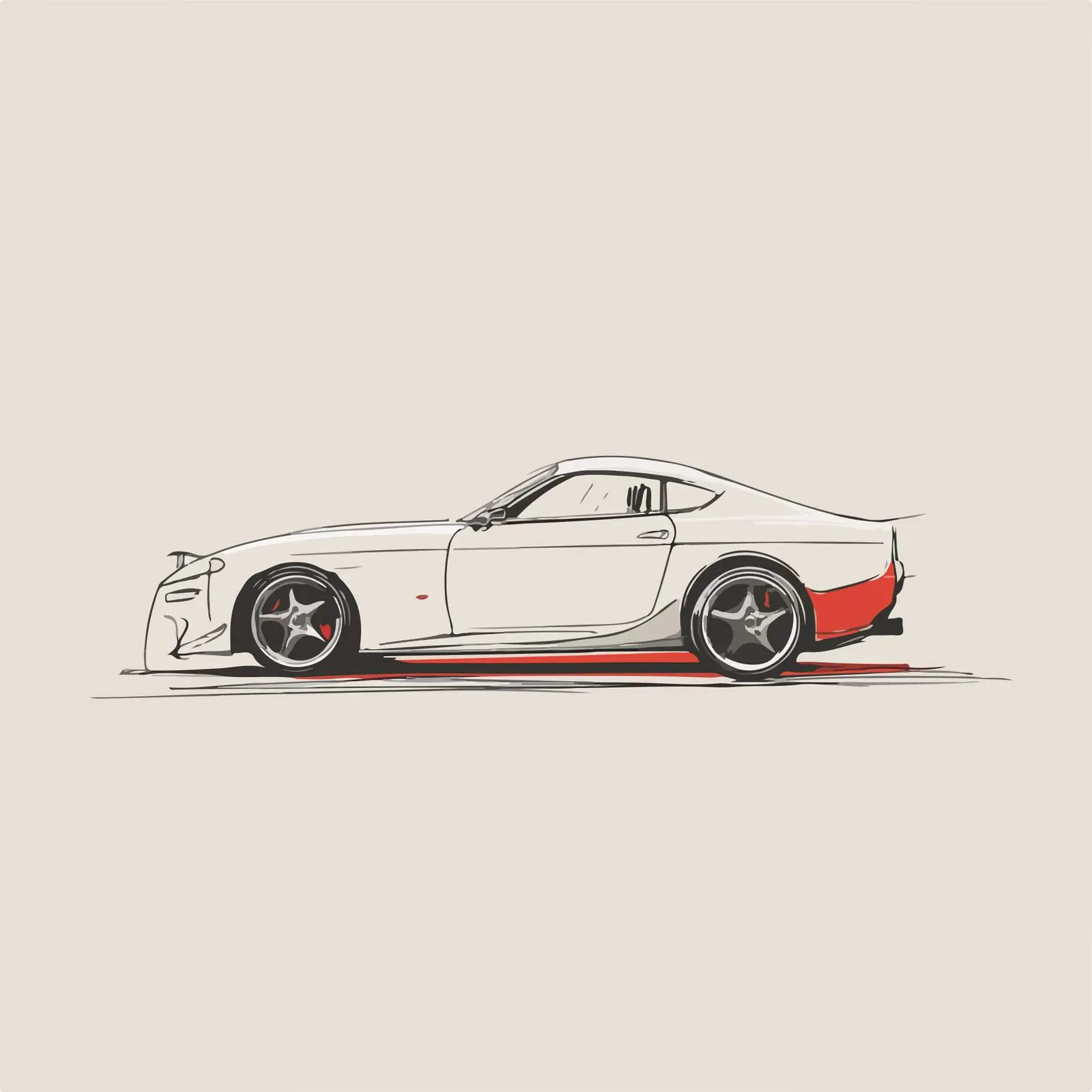 Minimalist Red Car Illustration — free download from Dotvec