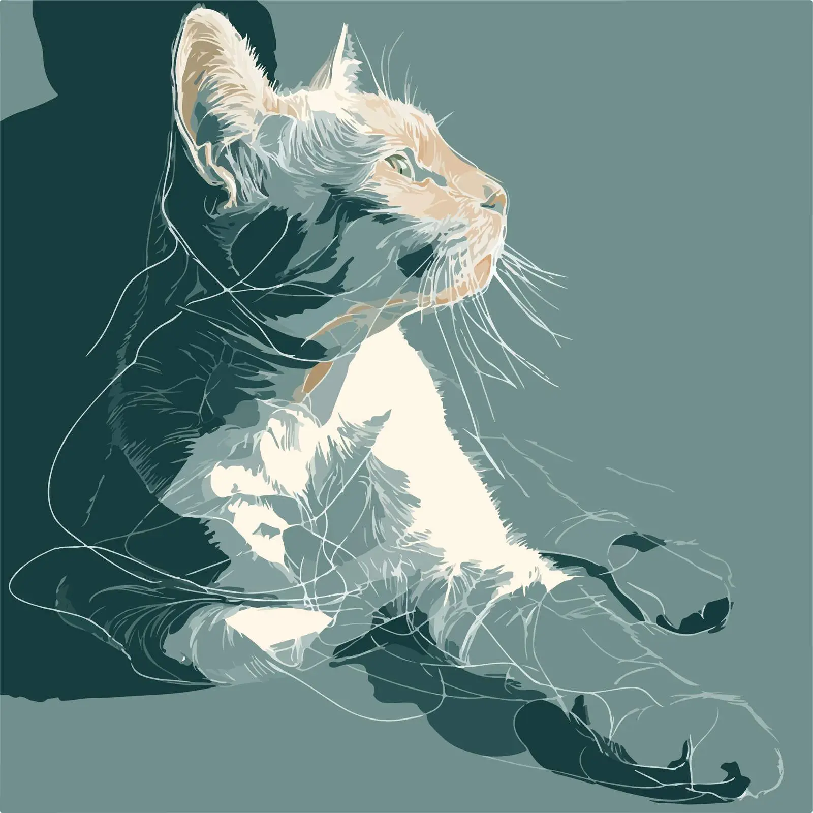 Abstract Cat Line Art Illustration — free download from Dotvec