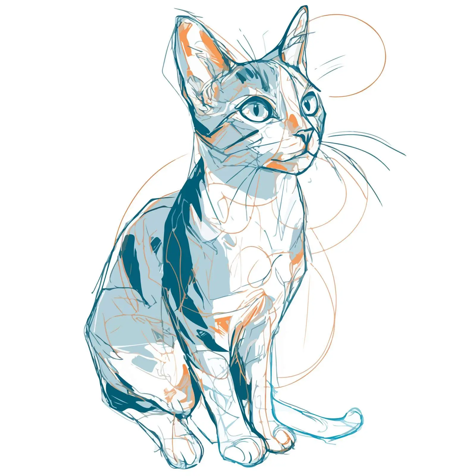 Sleek Cat Line Art Illustration — free download from Dotvec