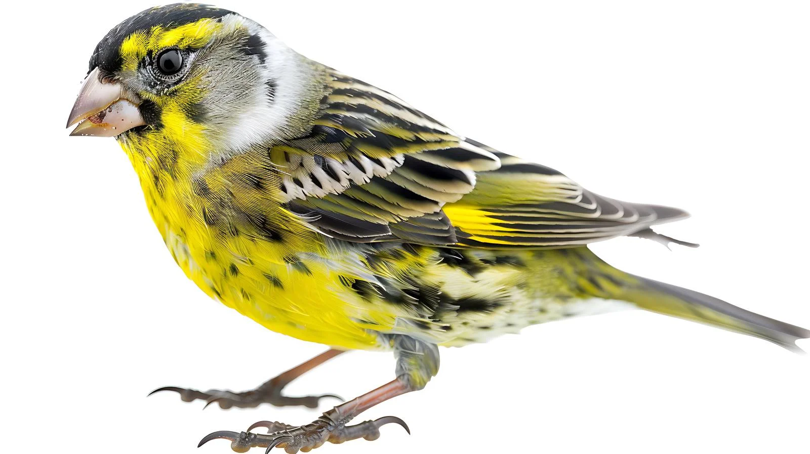 Vibrant Siskin Bird Close-Up on White — free download from Dotvec