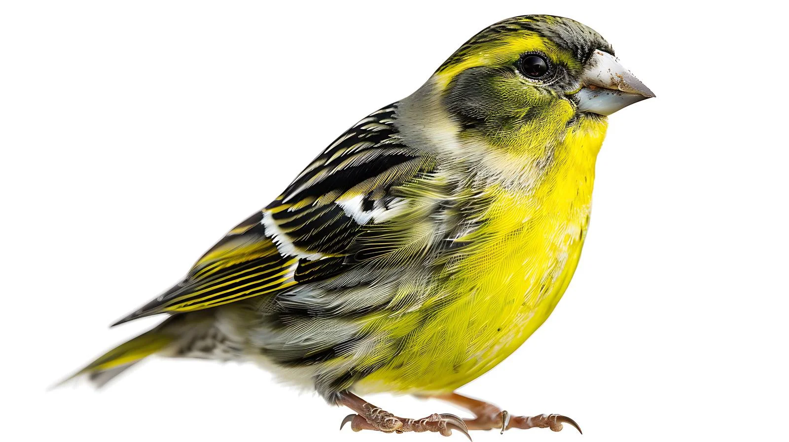 Vibrant Siskin Bird Close-up on White — free download from Dotvec