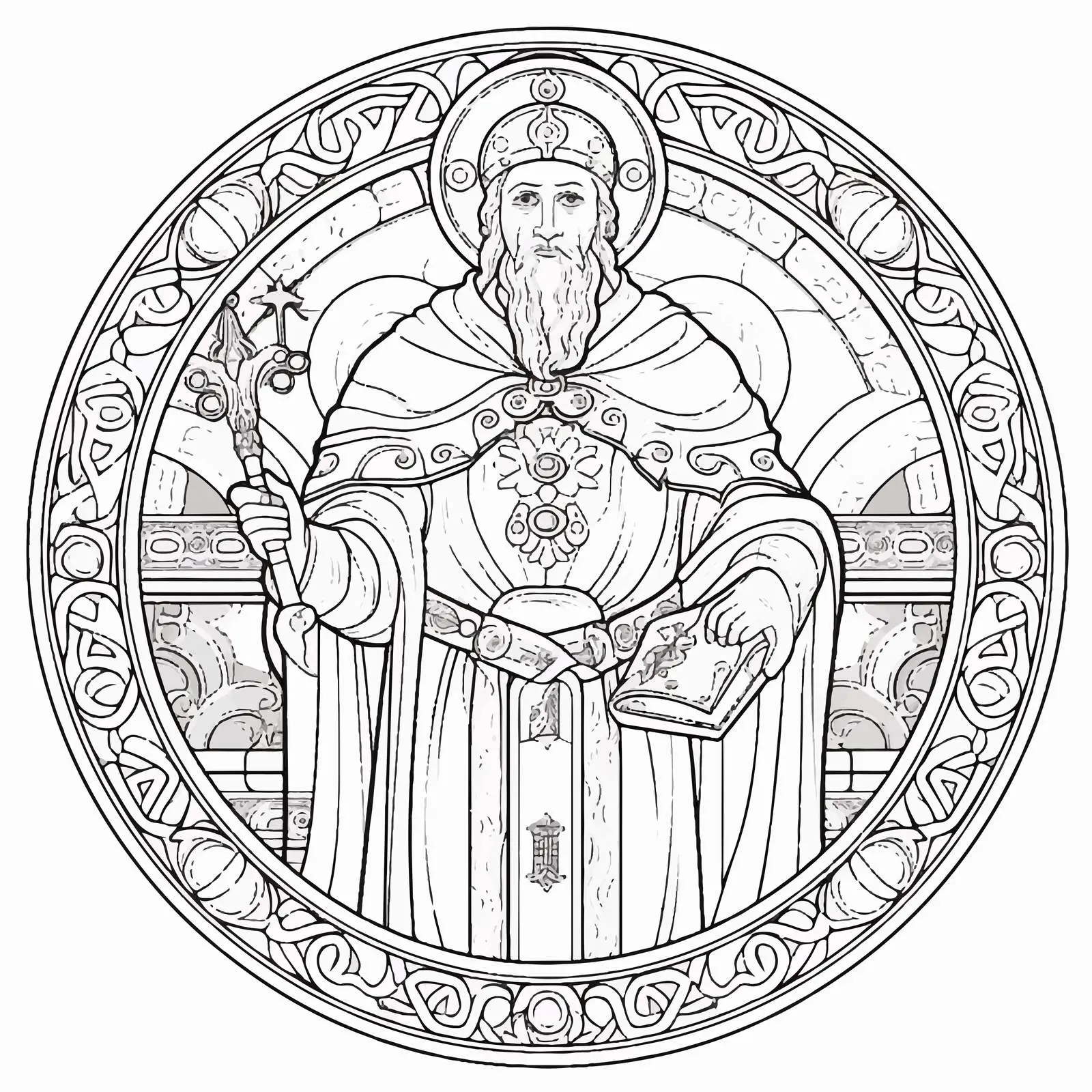 Sisoes the Great Byzantine Style Coloring Page — free download from Dotvec