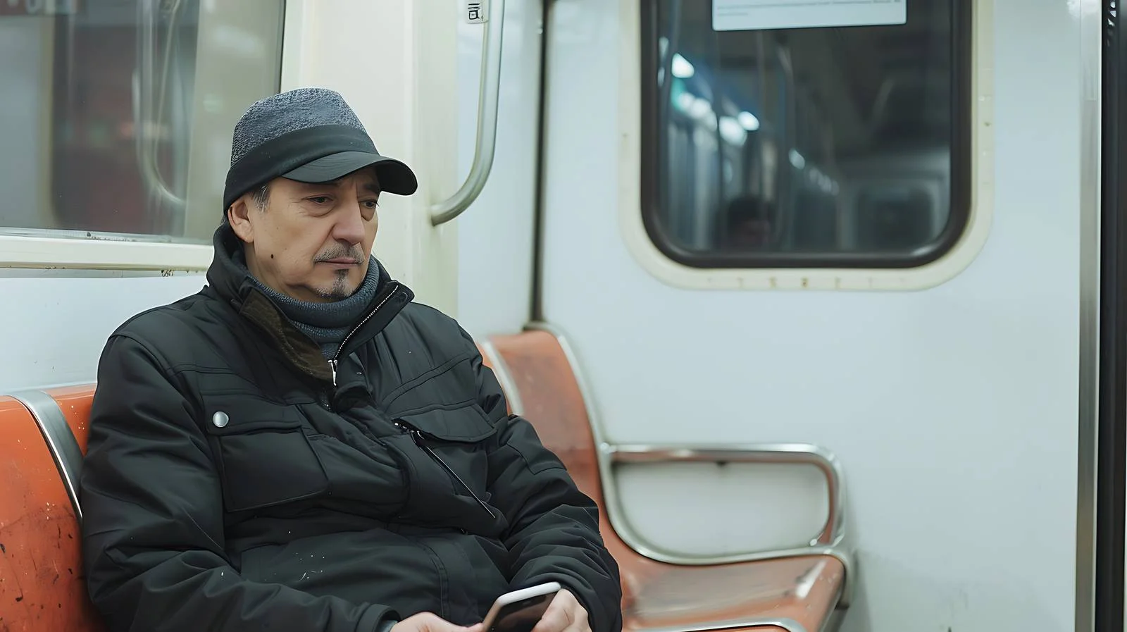 Middle-Aged Man Observing Subway Platform Scene — free download from Dotvec