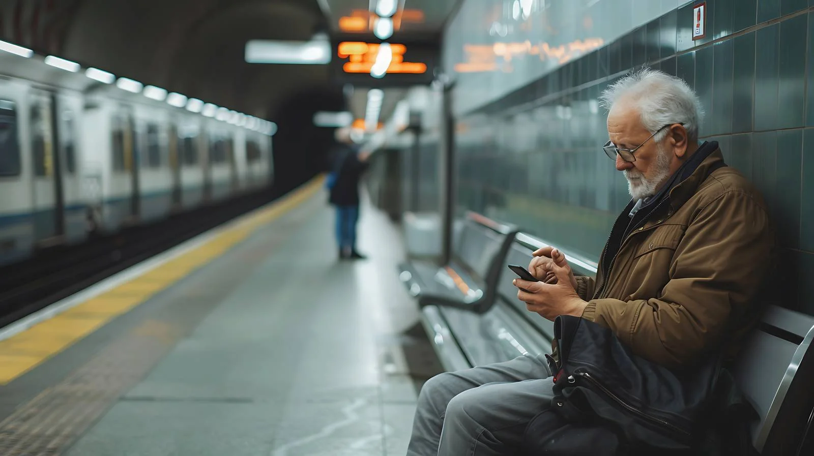 Observing man in subway platform — free download from Dotvec