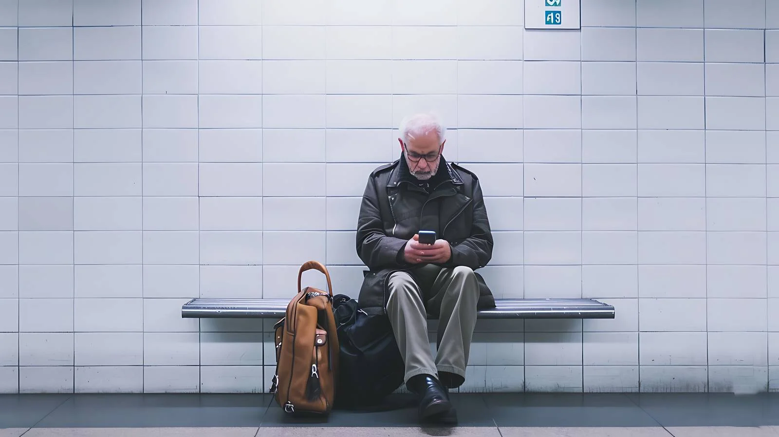 Observing Man at Subway Platform — free download from Dotvec