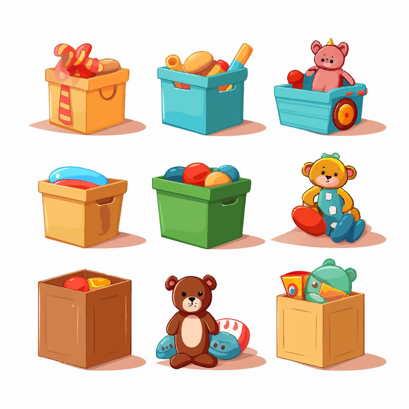Colorful Cartoon Toy Boxes Illustration — free download from Dotvec