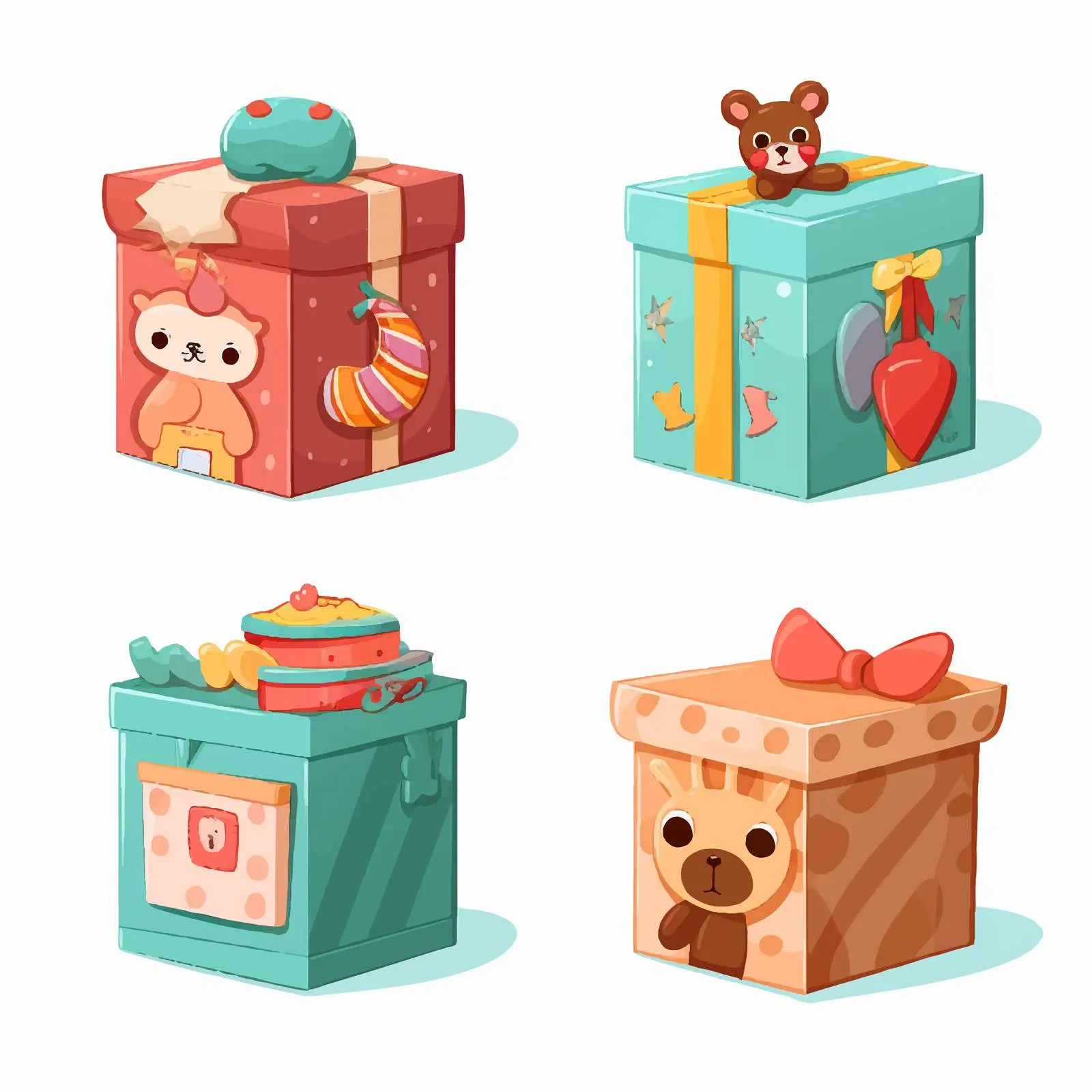 Cartoon Illustration of Six Toy Boxes — free download from Dotvec