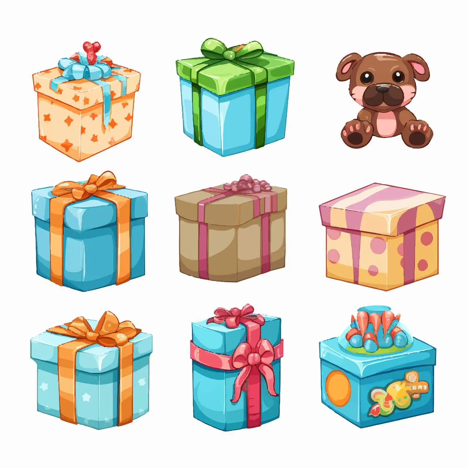 Colorful Illustration of Six Toy Boxes — free download from Dotvec
