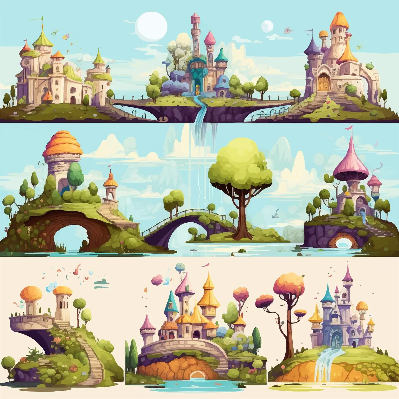 Diverse Fantasy World Scenes and Enchanted Places — free download from Dotvec