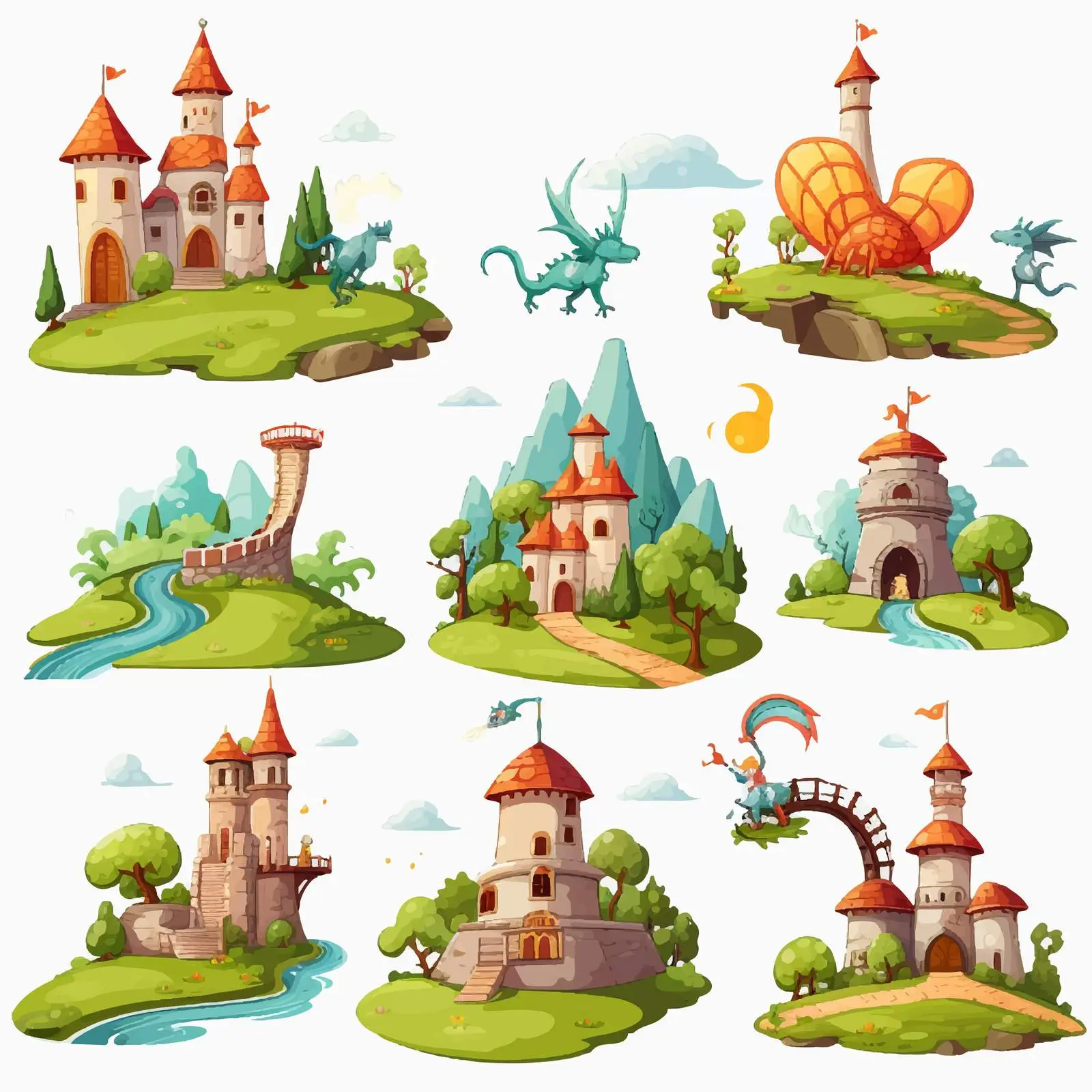 Scenes of Fantasy Worlds with Iconic Places — free download from Dotvec