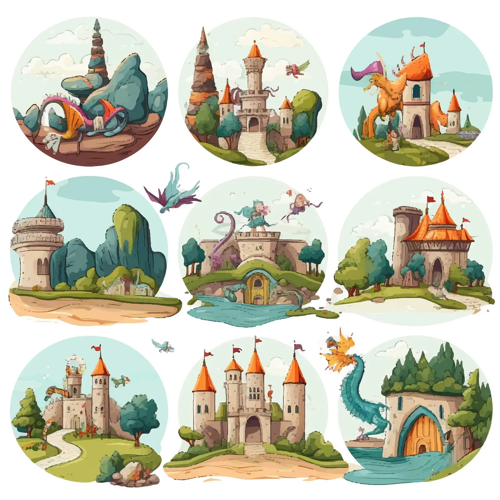 Six Fantasy World Scenes with Enchanting Places – free wizard image from Dotvec