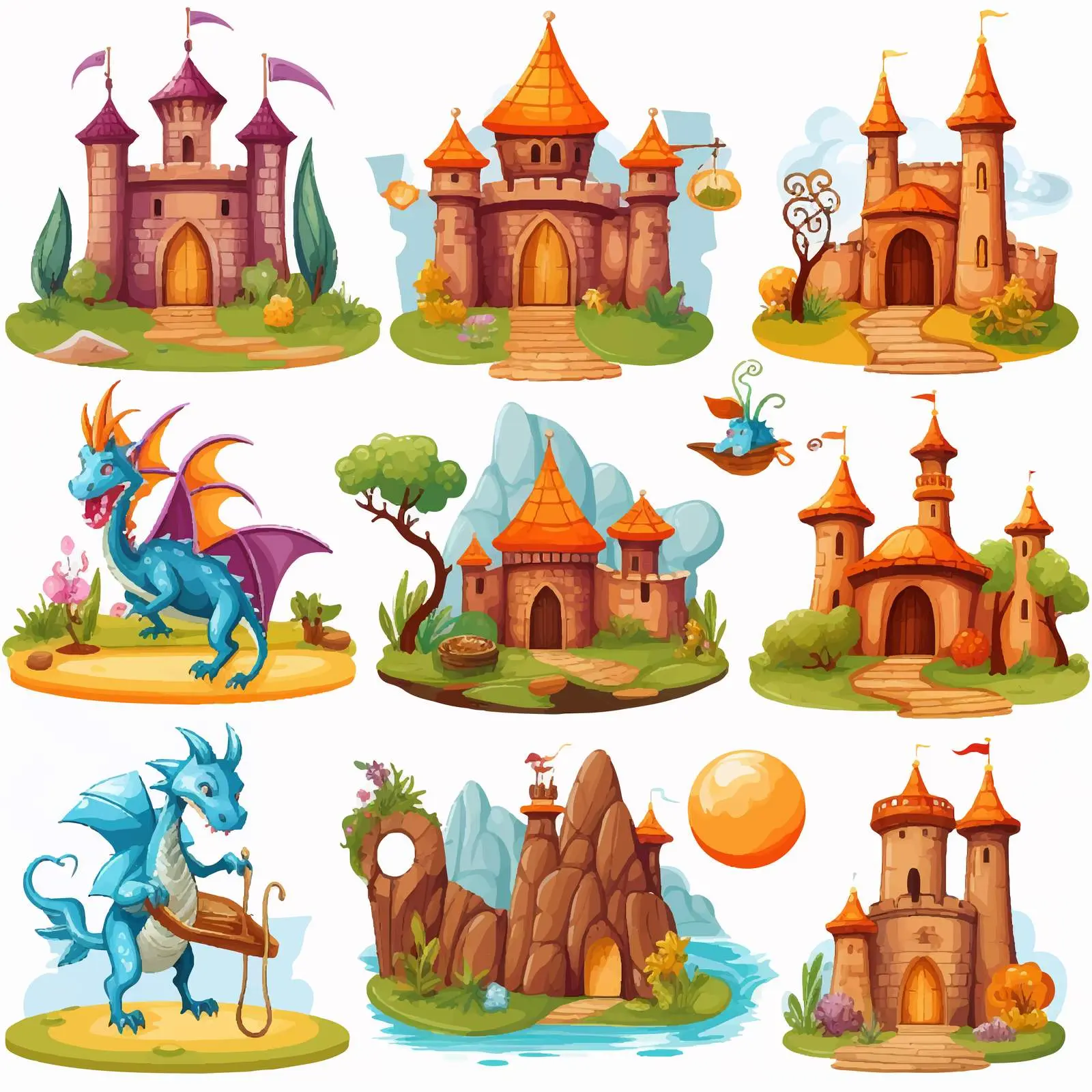 Diverse Fantasy World Scenes with Enchanting Landscapes — free download from Dotvec