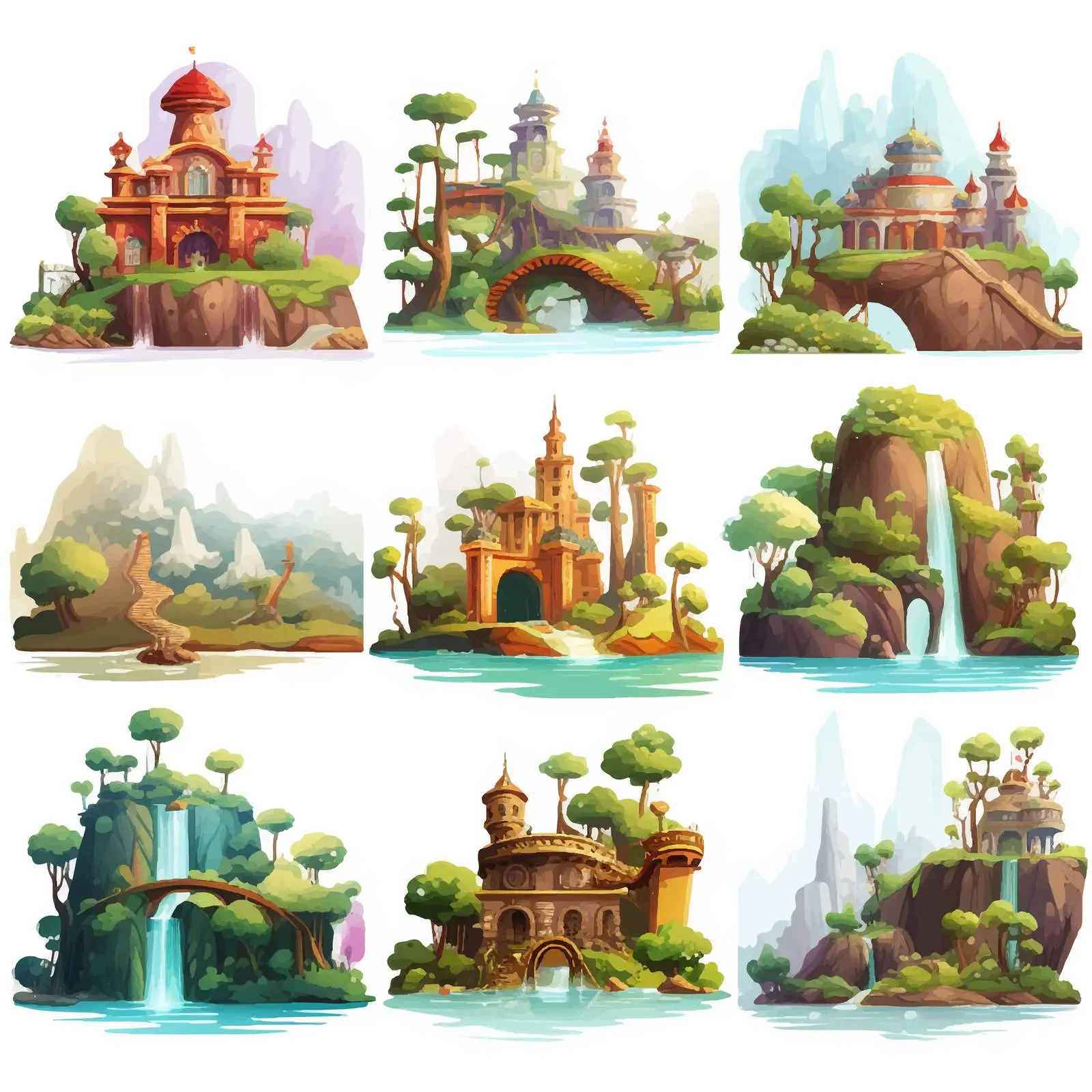Diverse Fantasy World Landscapes and Places — free download from Dotvec