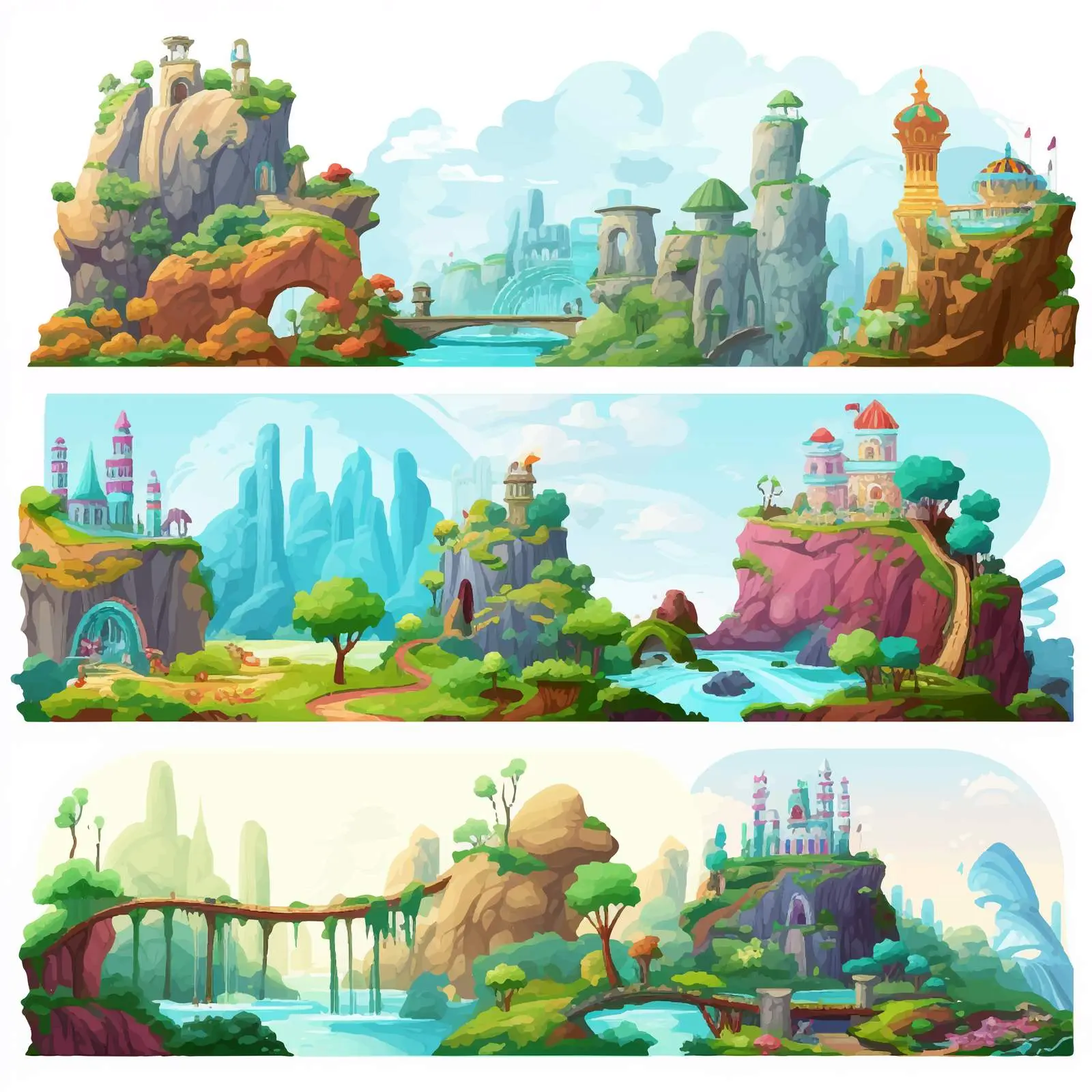 Diverse Scenes of Fantasy Worlds and Places — free download from Dotvec