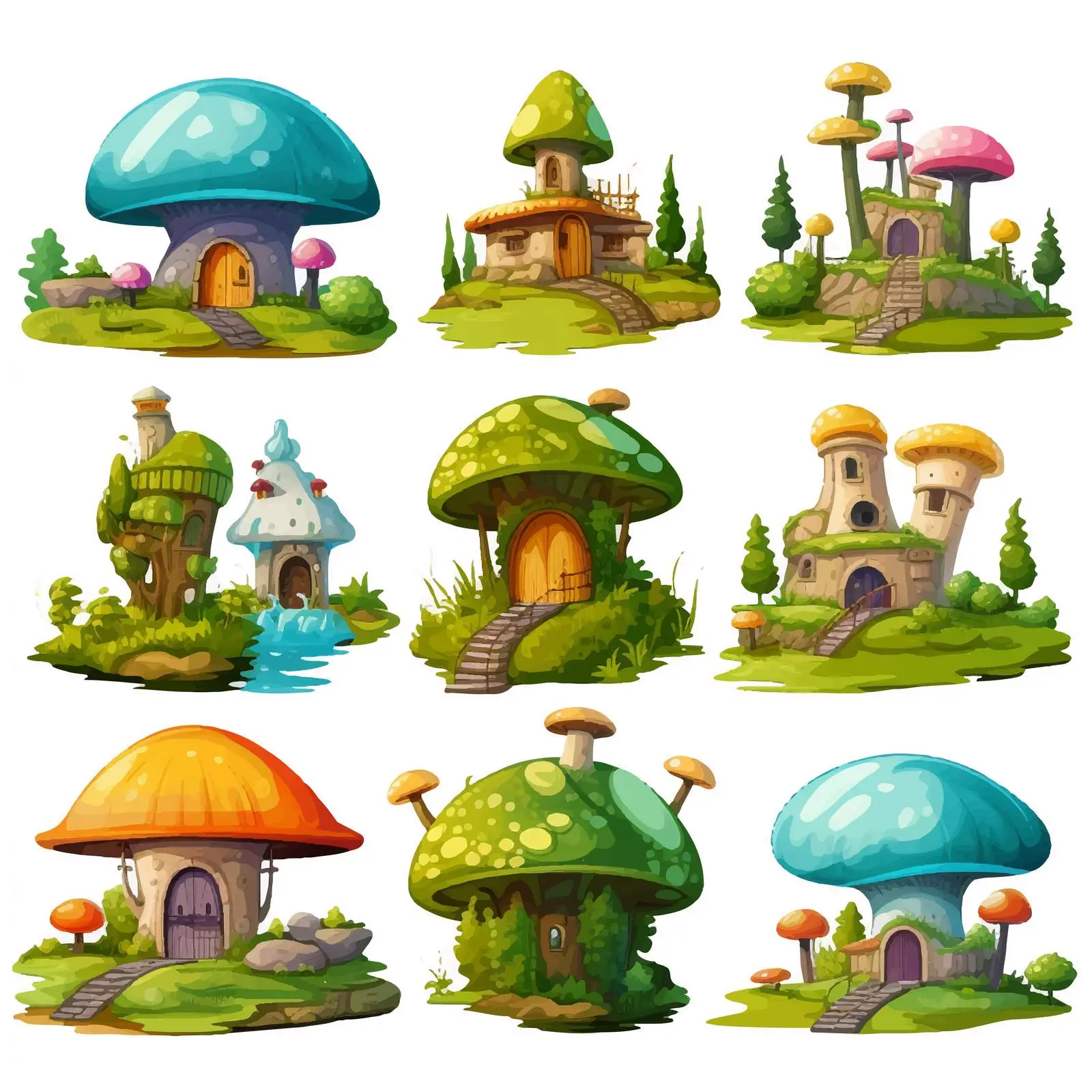 Diverse Fantasy World Scenes with Enchanting Places — free download from Dotvec